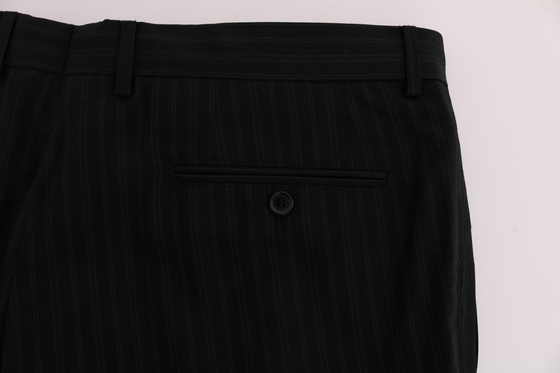 Blau gestreifte Stretch-Hose aus Wolle