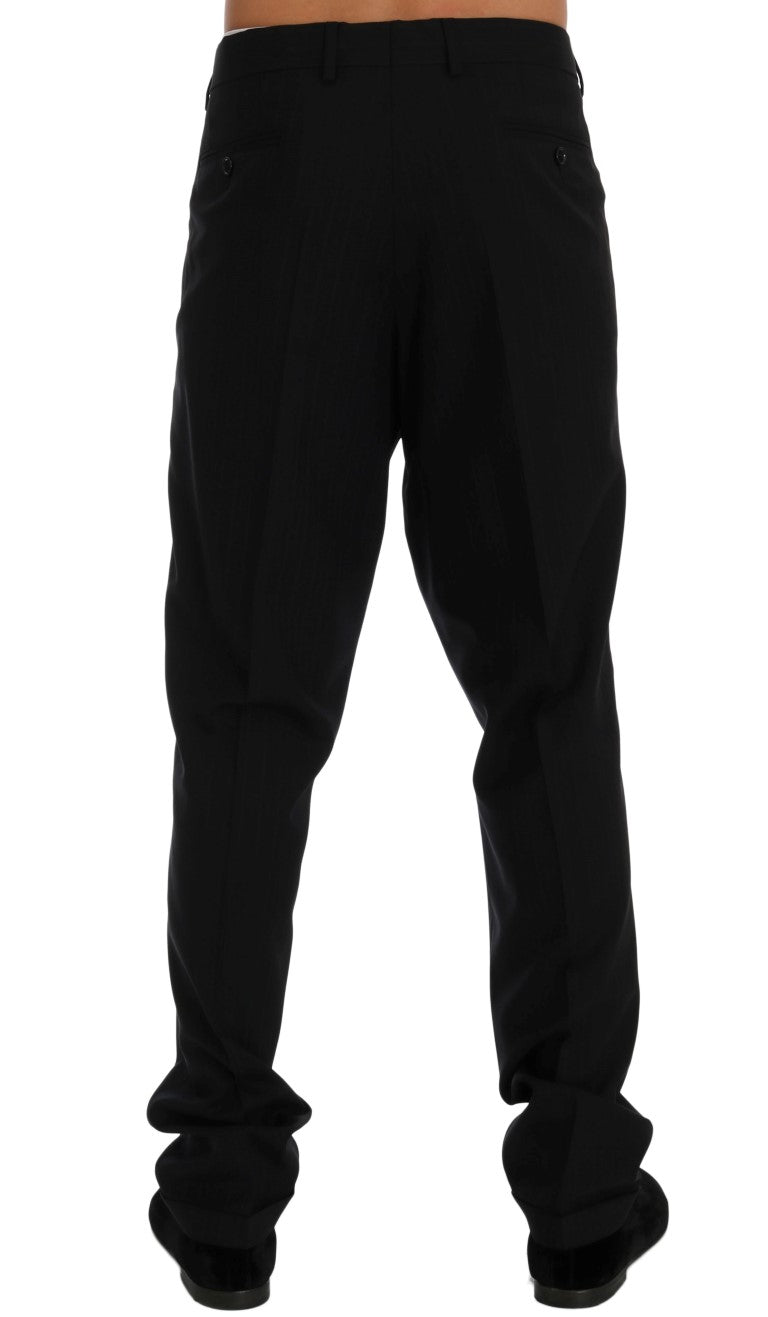 Blau gestreifte Stretch-Hose aus Wolle