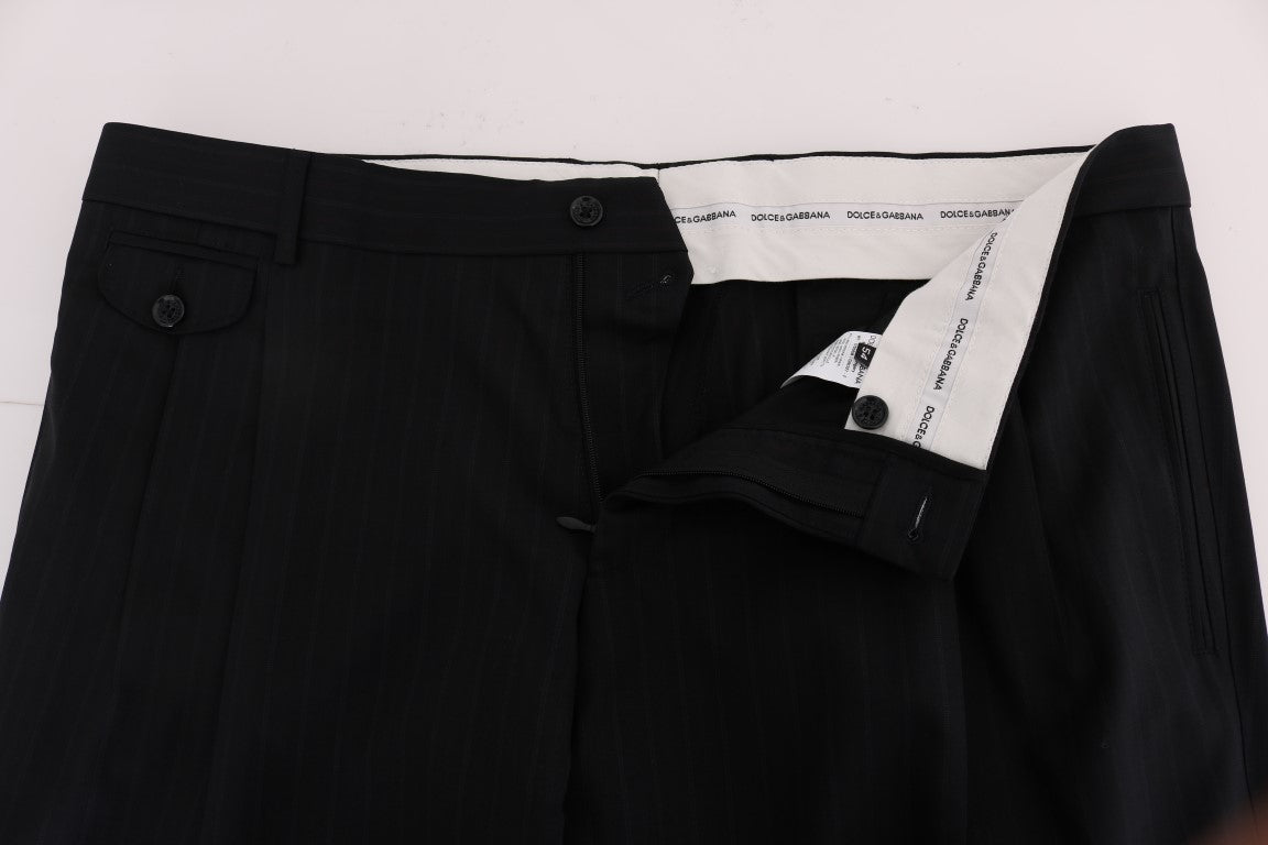 Blau gestreifte Stretch-Hose aus Wolle