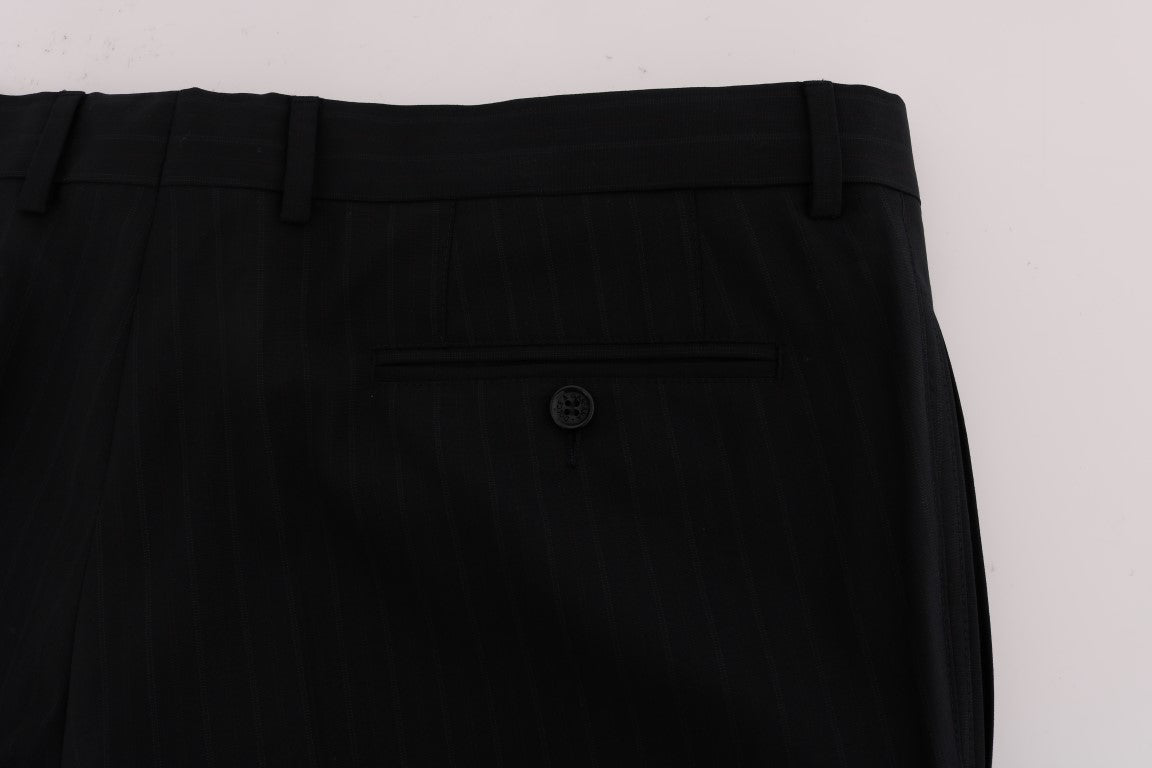 Blau gestreifte Stretch-Hose aus Wolle