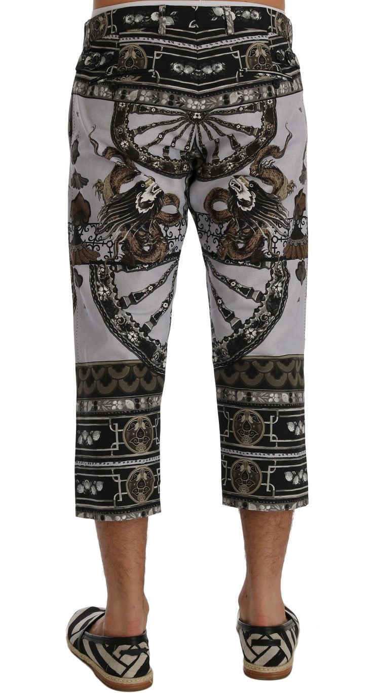 Mehrfarbige Caprihose mit Drachenmuster