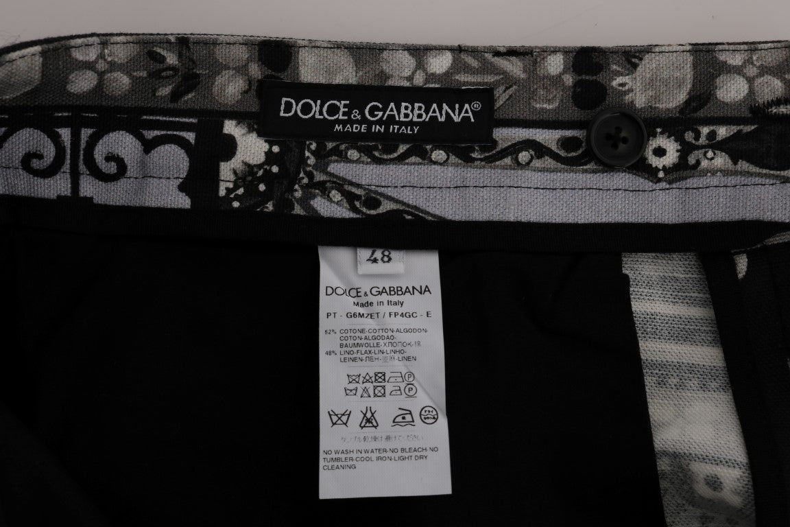 Mehrfarbige Caprihose mit Drachenmuster