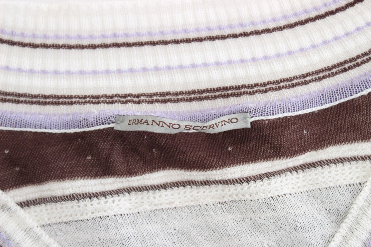 Gestreiftes Spitzen-Top mit V-Ausschnitt und kurzen Ärmeln Pullover