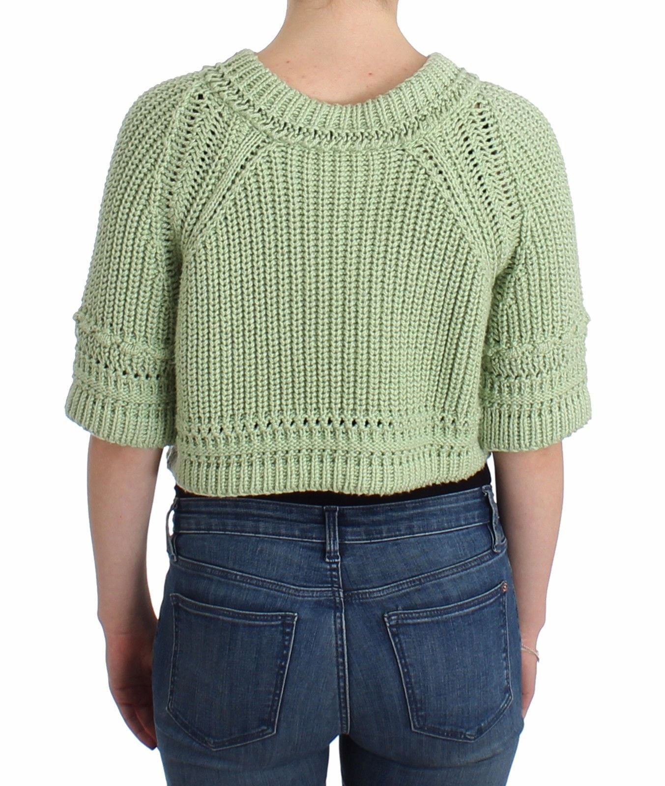 Grüner Cropped Knit Pullover Strickpullover