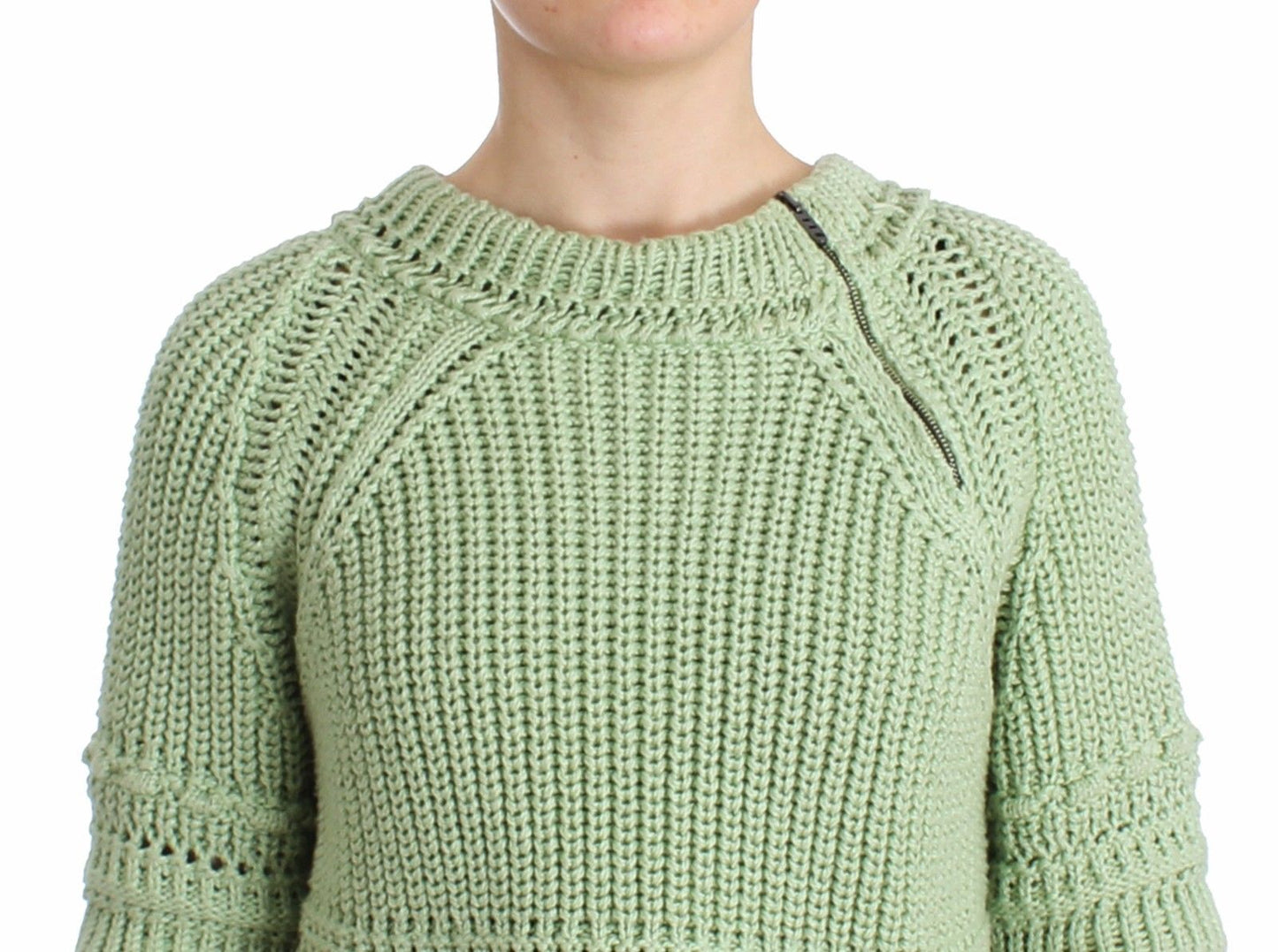 Grüner Cropped Knit Pullover Strickpullover
