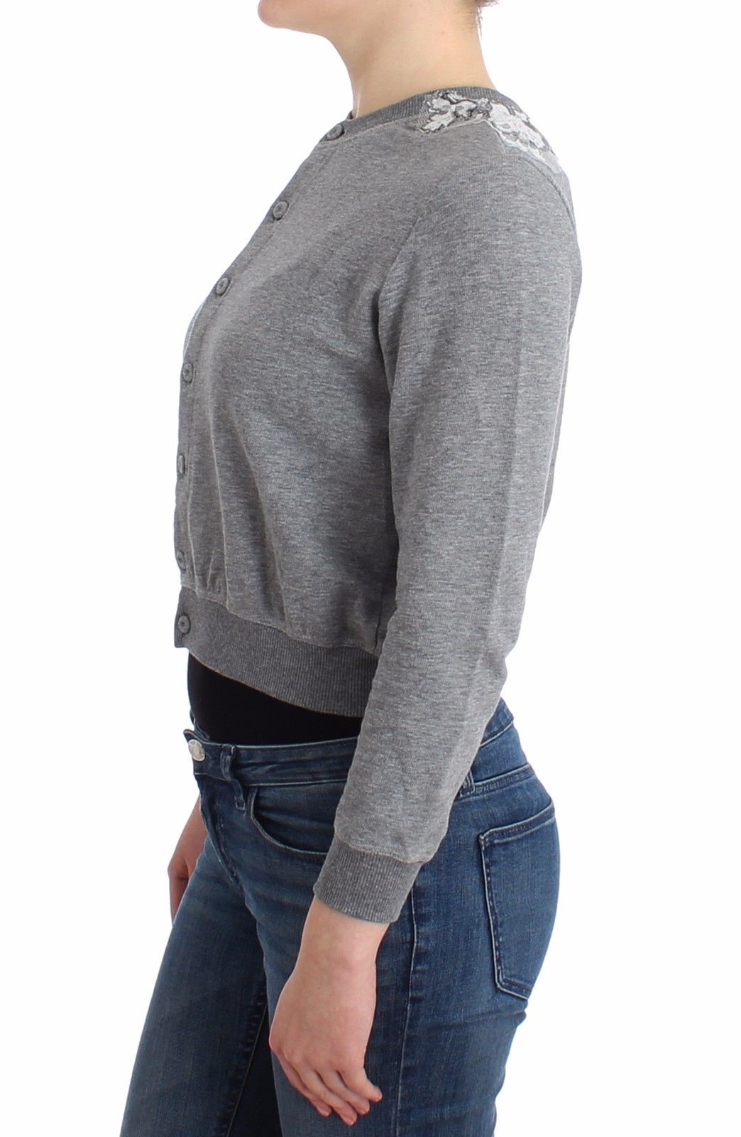 Lingerie Grauer Spitzenpullover Strickjacke Top