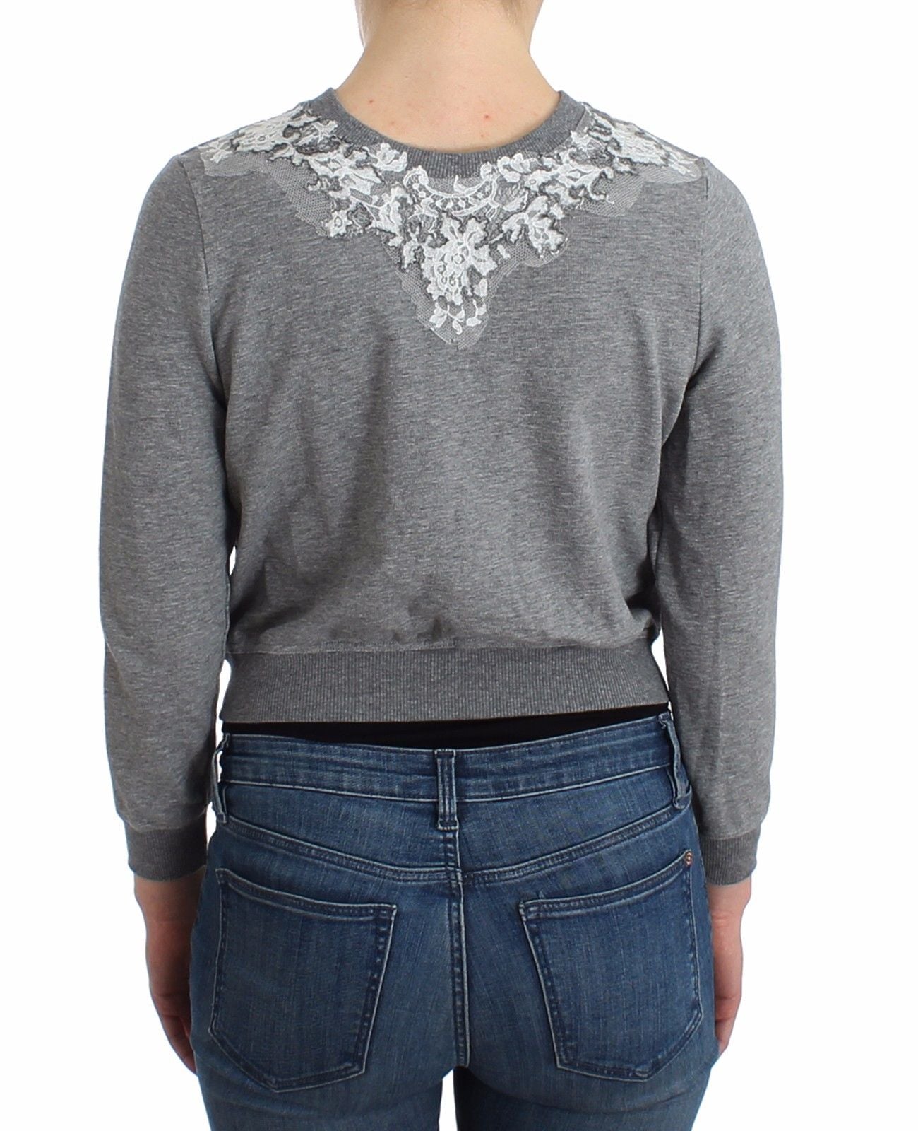 Lingerie Grauer Spitzenpullover Strickjacke Top