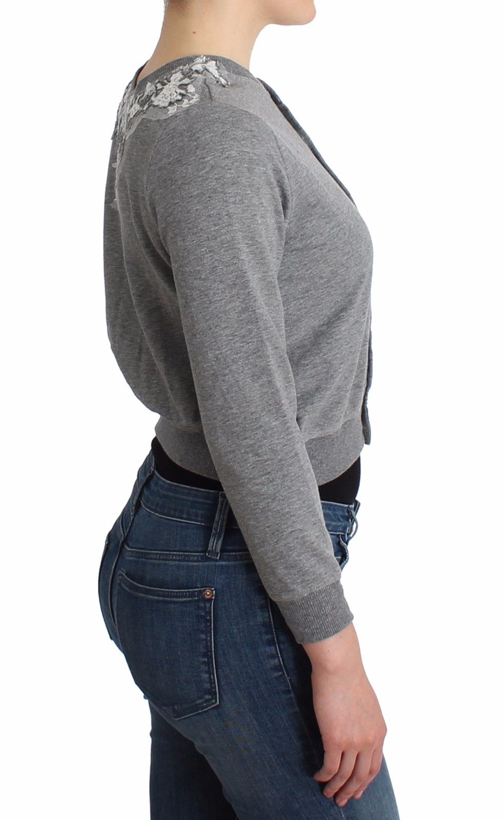 Lingerie Grauer Spitzenpullover Strickjacke Top