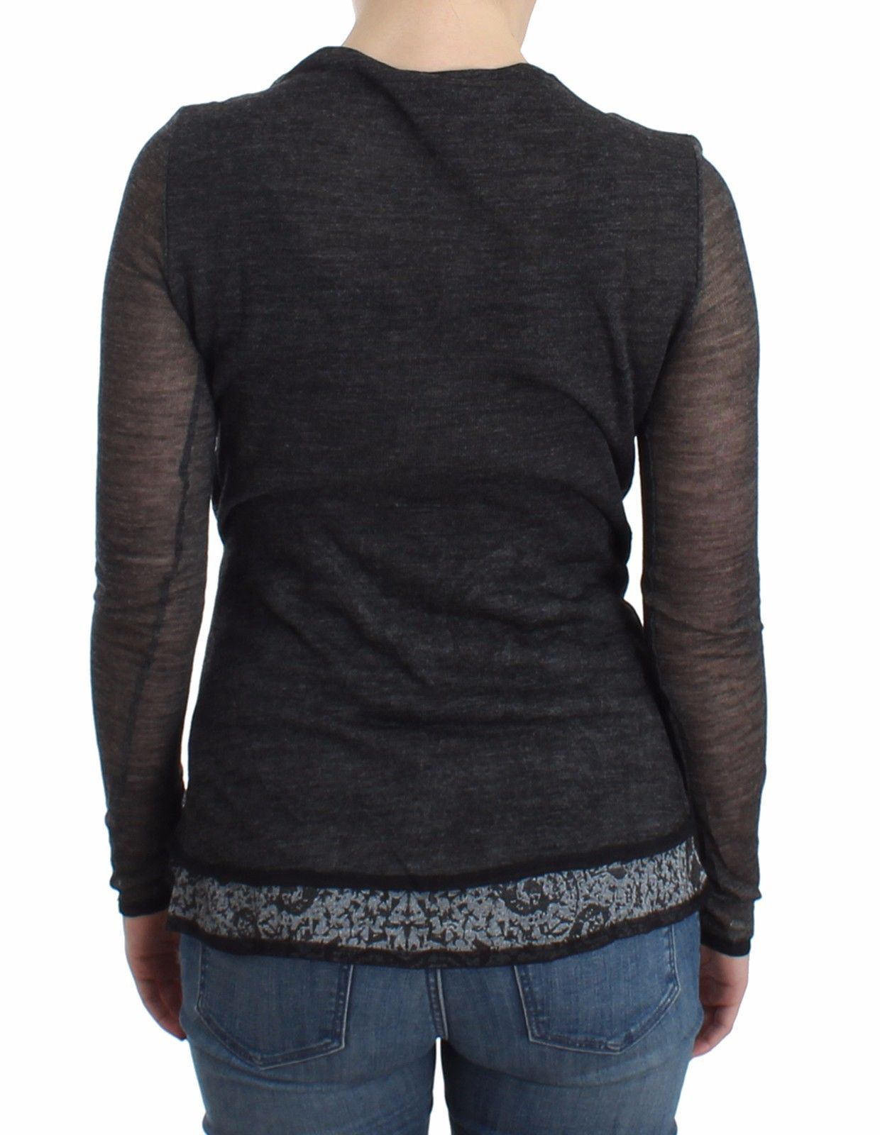 Grauer langärmeliger Pullover aus Wollmischung