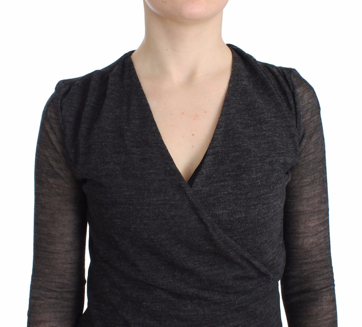 Grauer langärmeliger Pullover aus Wollmischung