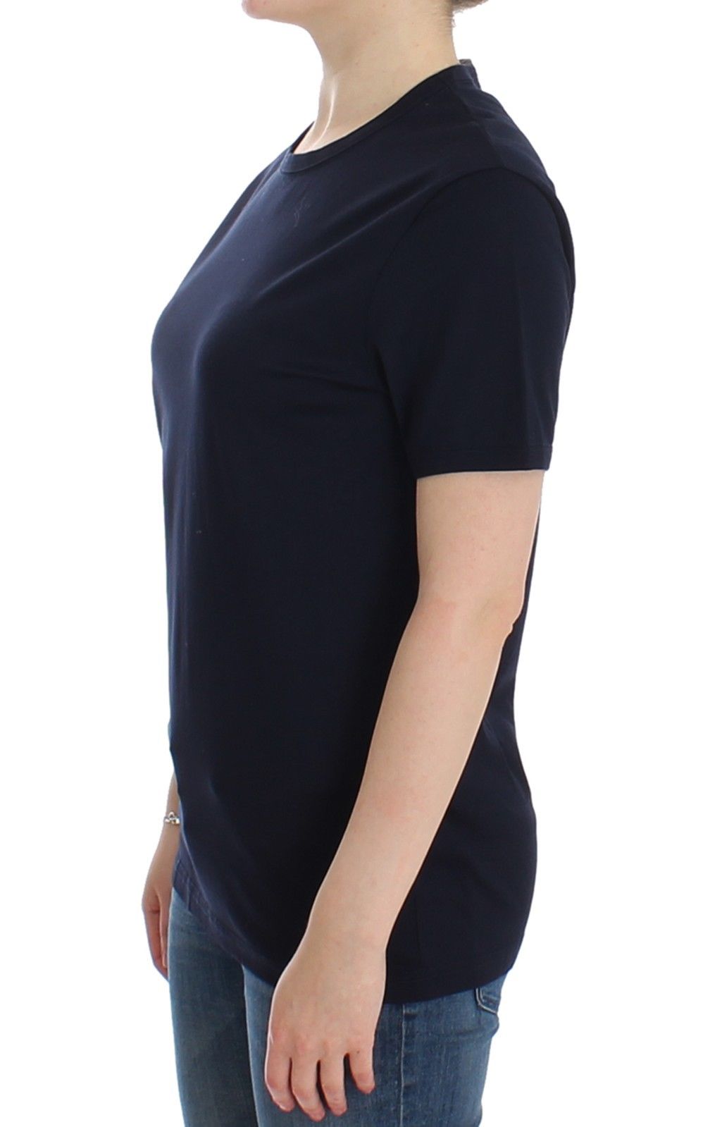 Lingerie Blaues Logo-T-Shirt mit Rundhalsausschnitt aus Baumwolle