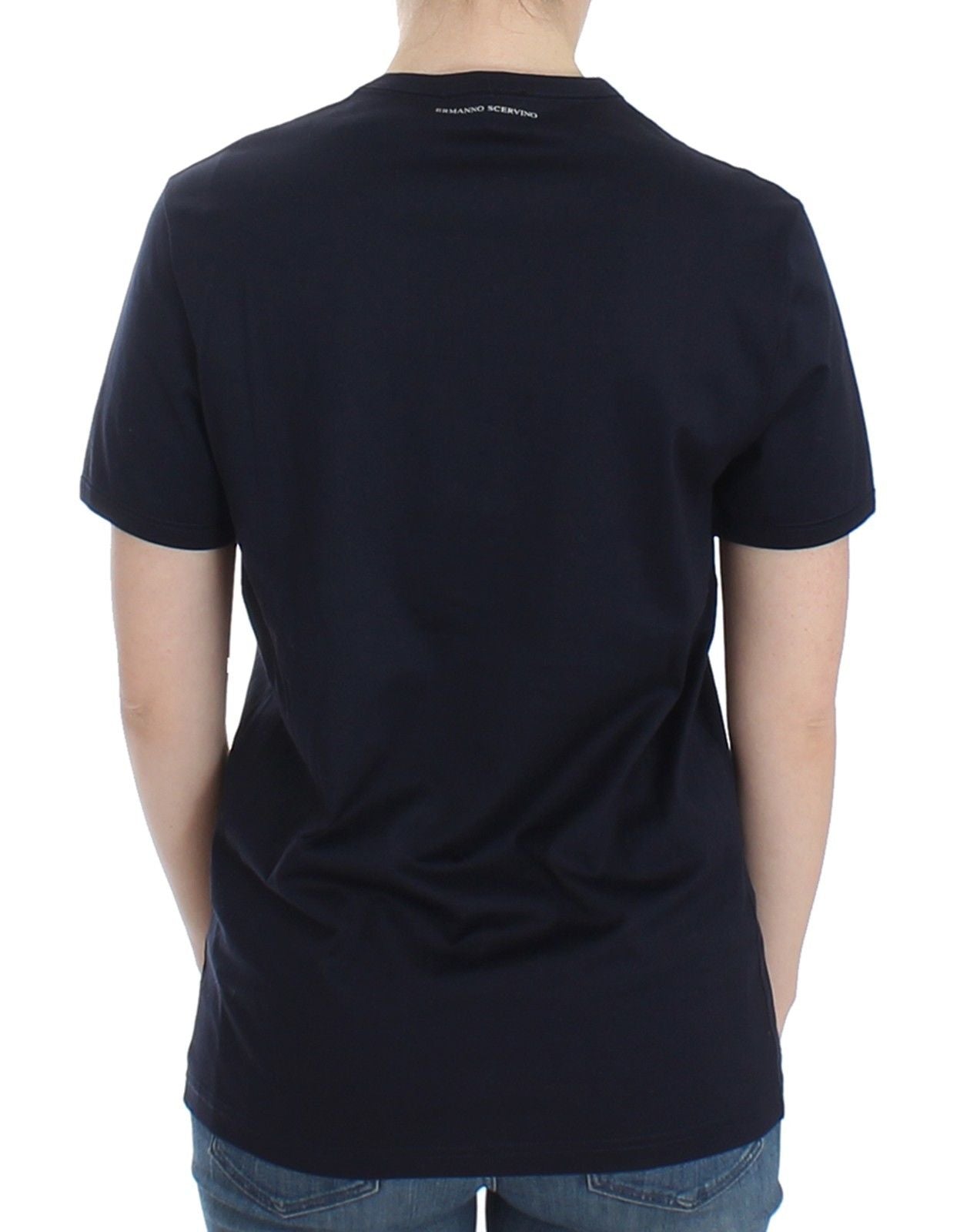 Lingerie Blaues Logo-T-Shirt mit Rundhalsausschnitt aus Baumwolle
