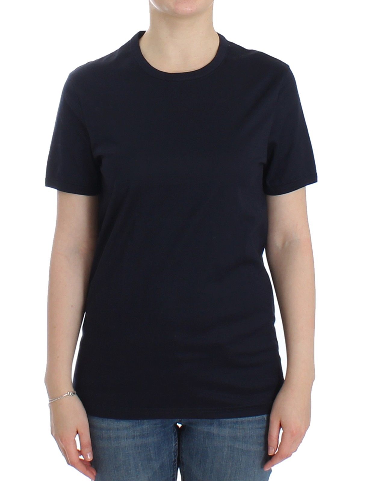 Lingerie Blaues Logo-T-Shirt mit Rundhalsausschnitt aus Baumwolle