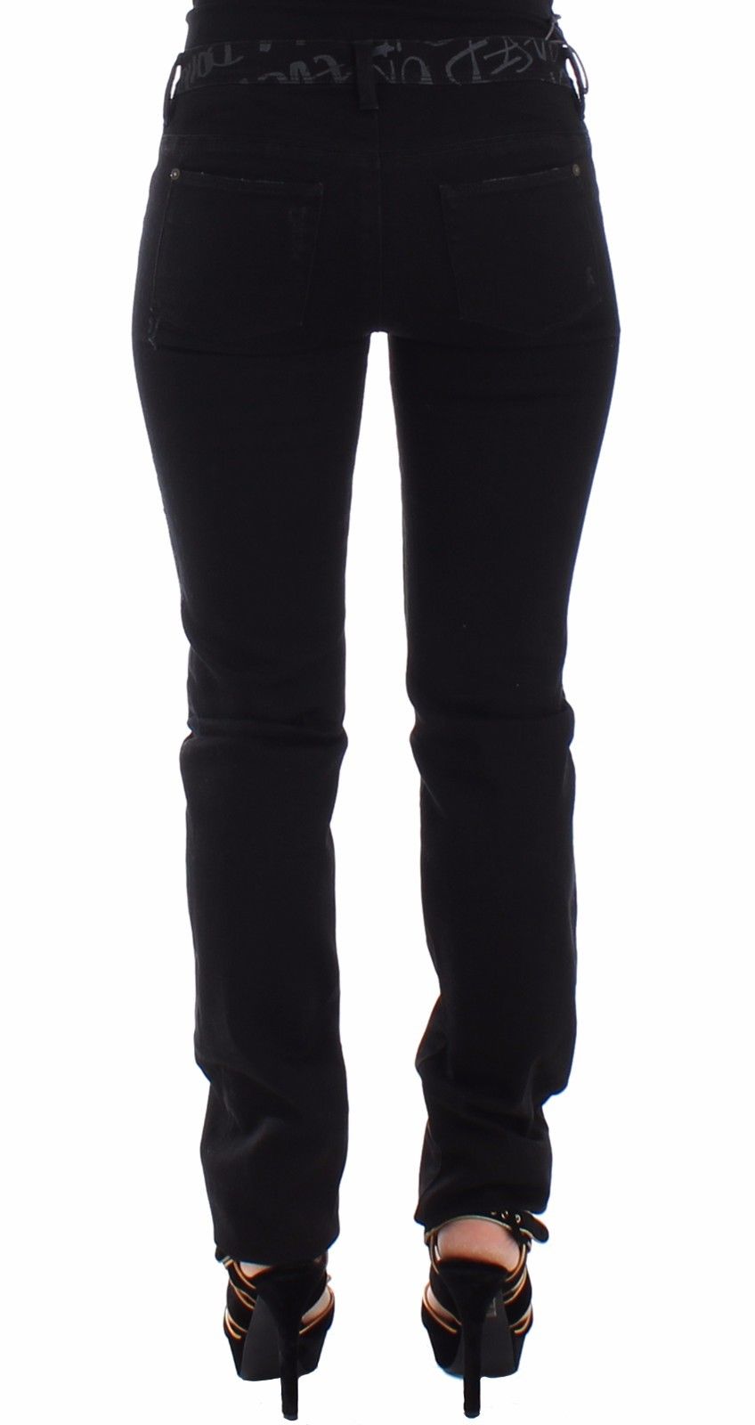 Schwarze Slim Jeans Denim-Hosen Skinny Stretch