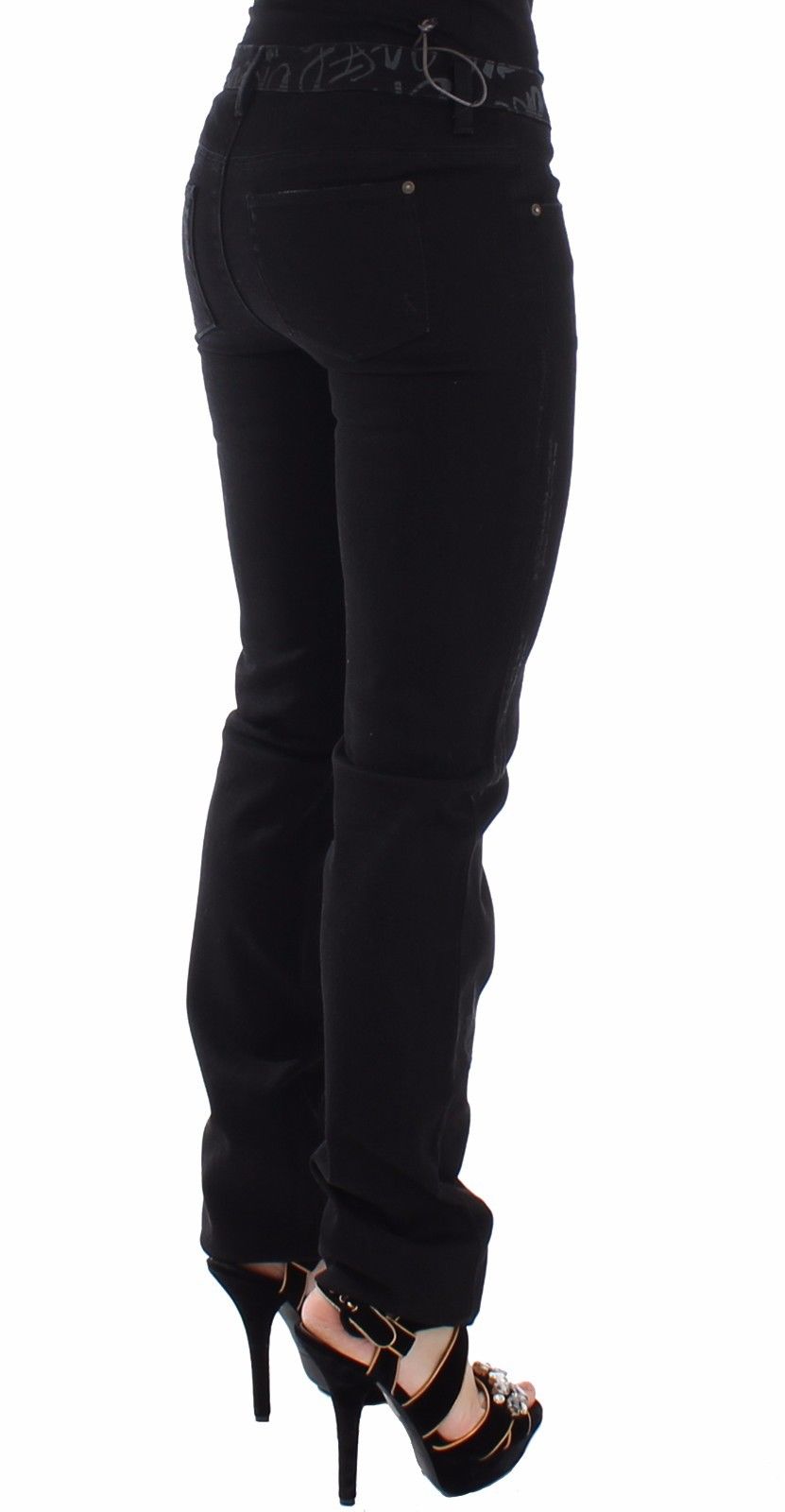 Schwarze Slim Jeans Denim-Hosen Skinny Stretch