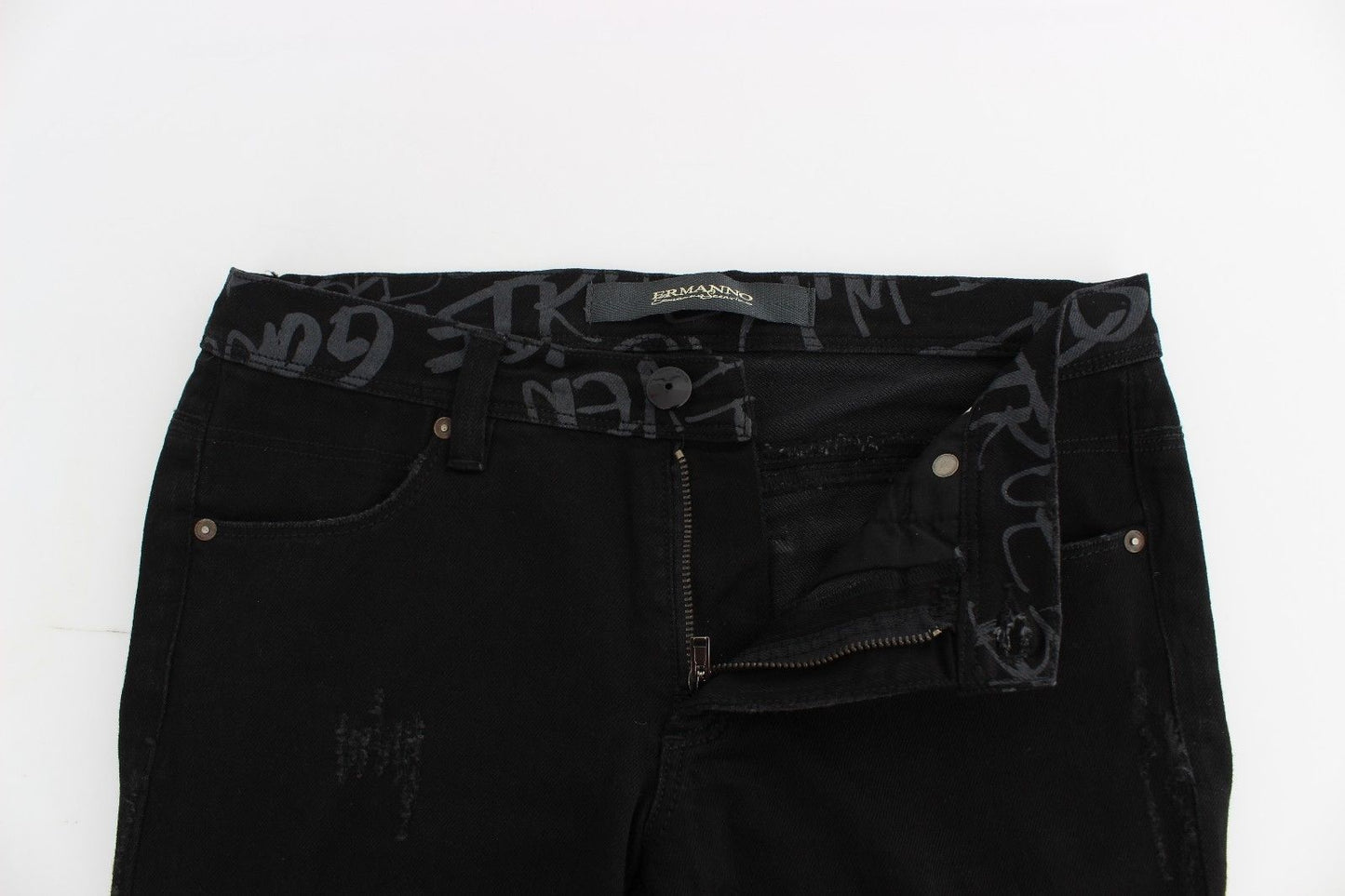 Schwarze Slim Jeans Denim-Hosen Skinny Stretch