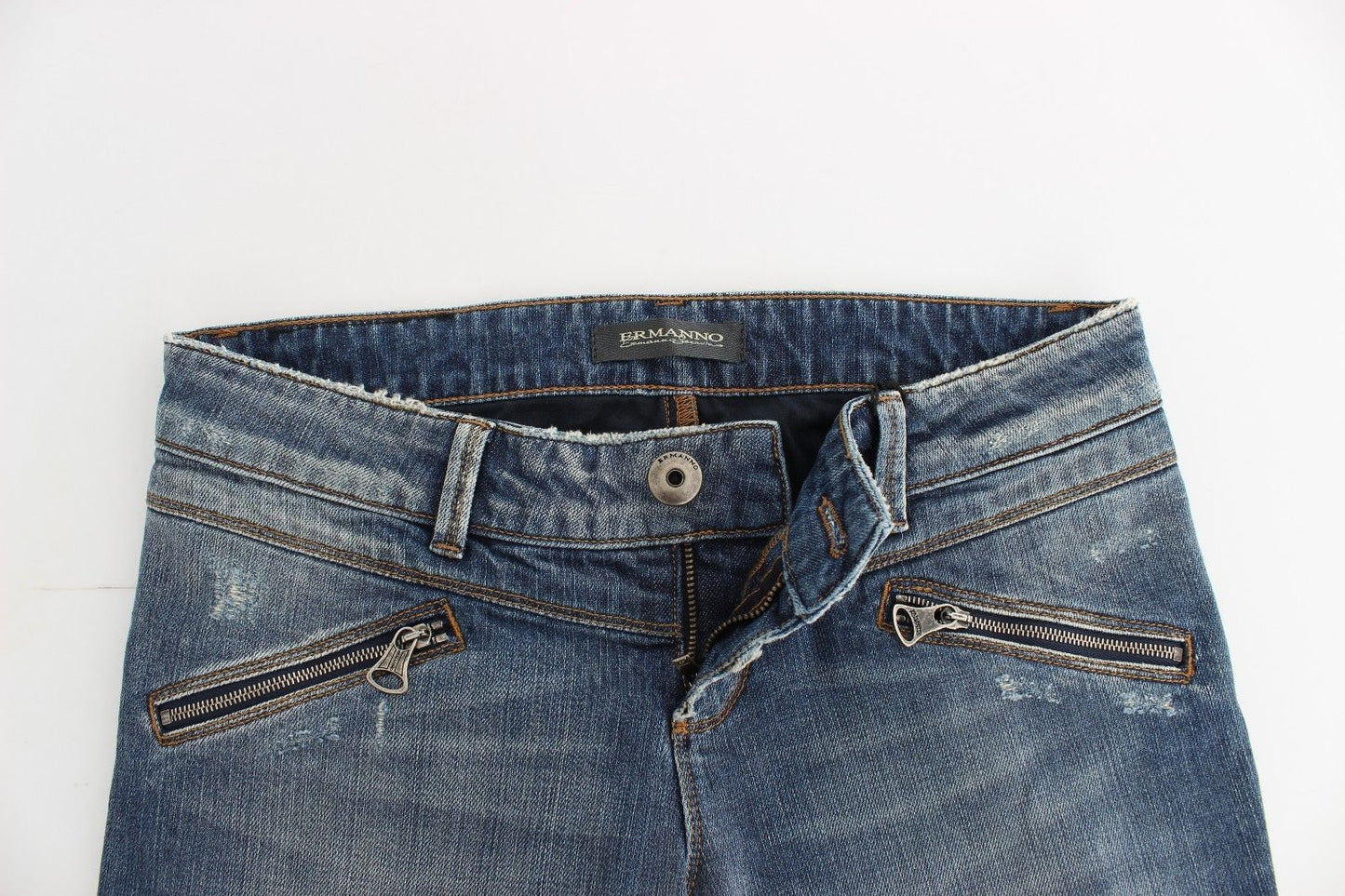 Blaue Slim Jeans Denim-Hosen Straight Stretch