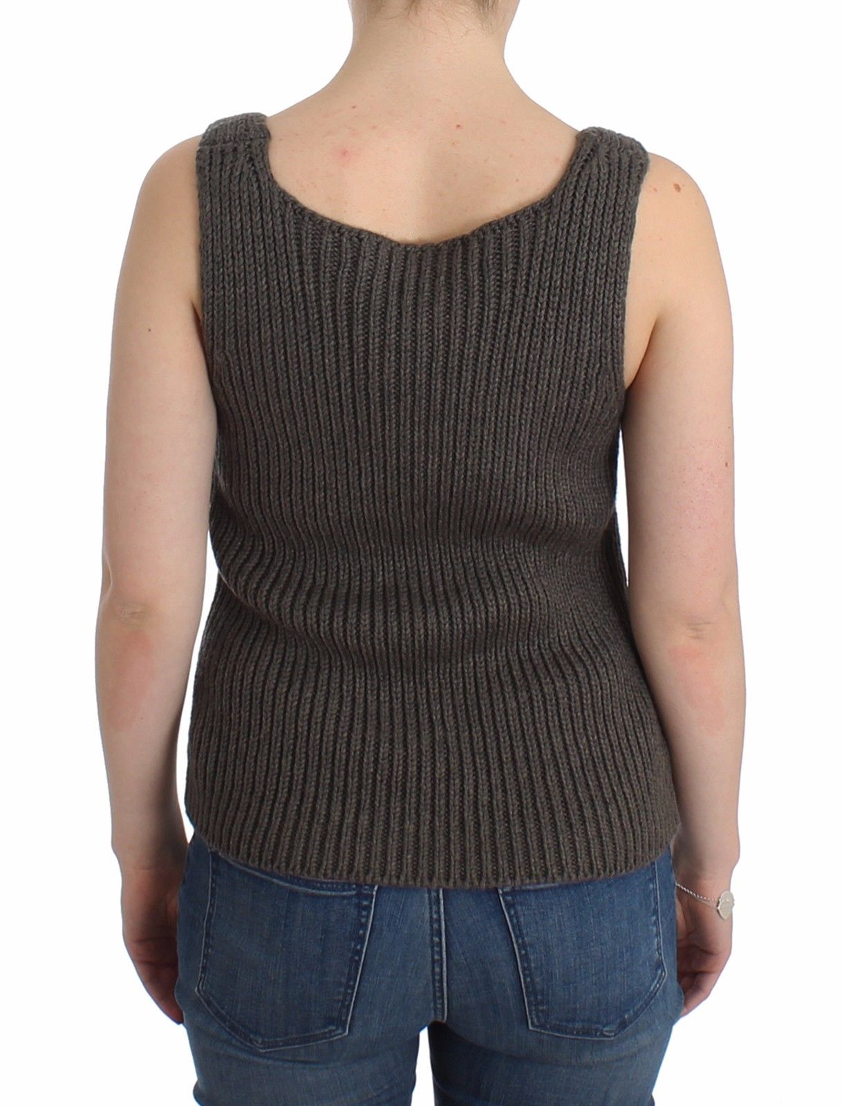 Graues Strickoberteil Strickpullover aus Merinowolle