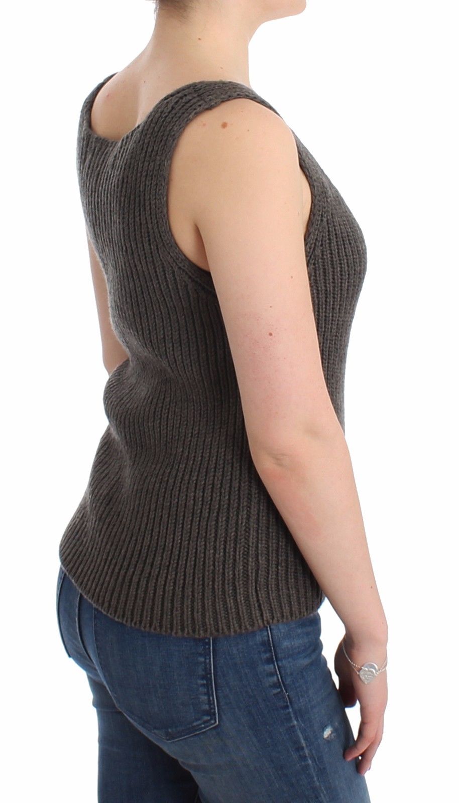Graues Strickoberteil Strickpullover aus Merinowolle