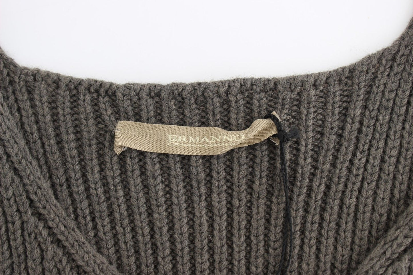 Graues Strickoberteil Strickpullover aus Merinowolle