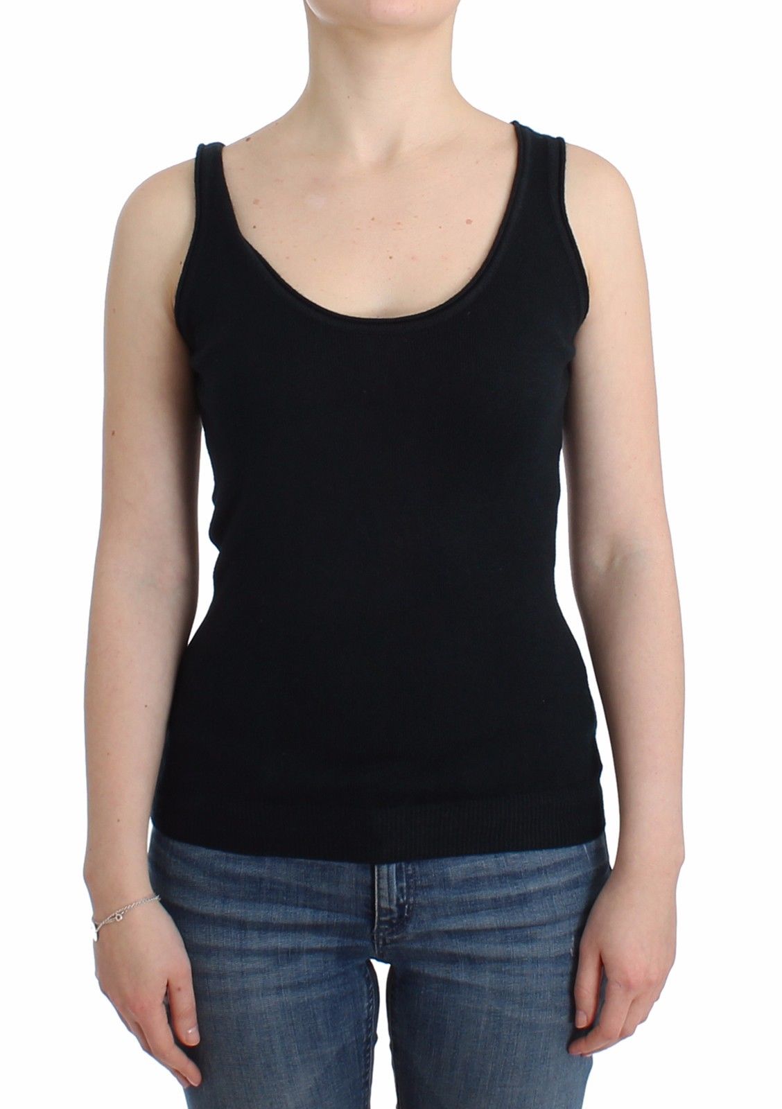 Schwarzes Stricktop Strickpullover 100% Kaschmir