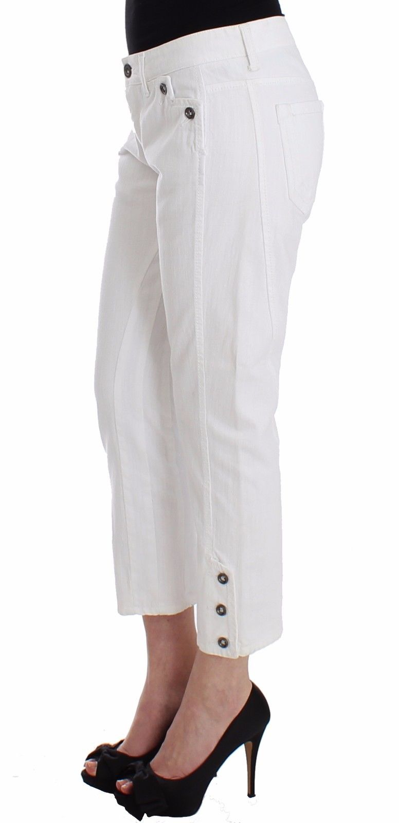 Weiße Cropped Jeans Denim Hosen Branded Capri