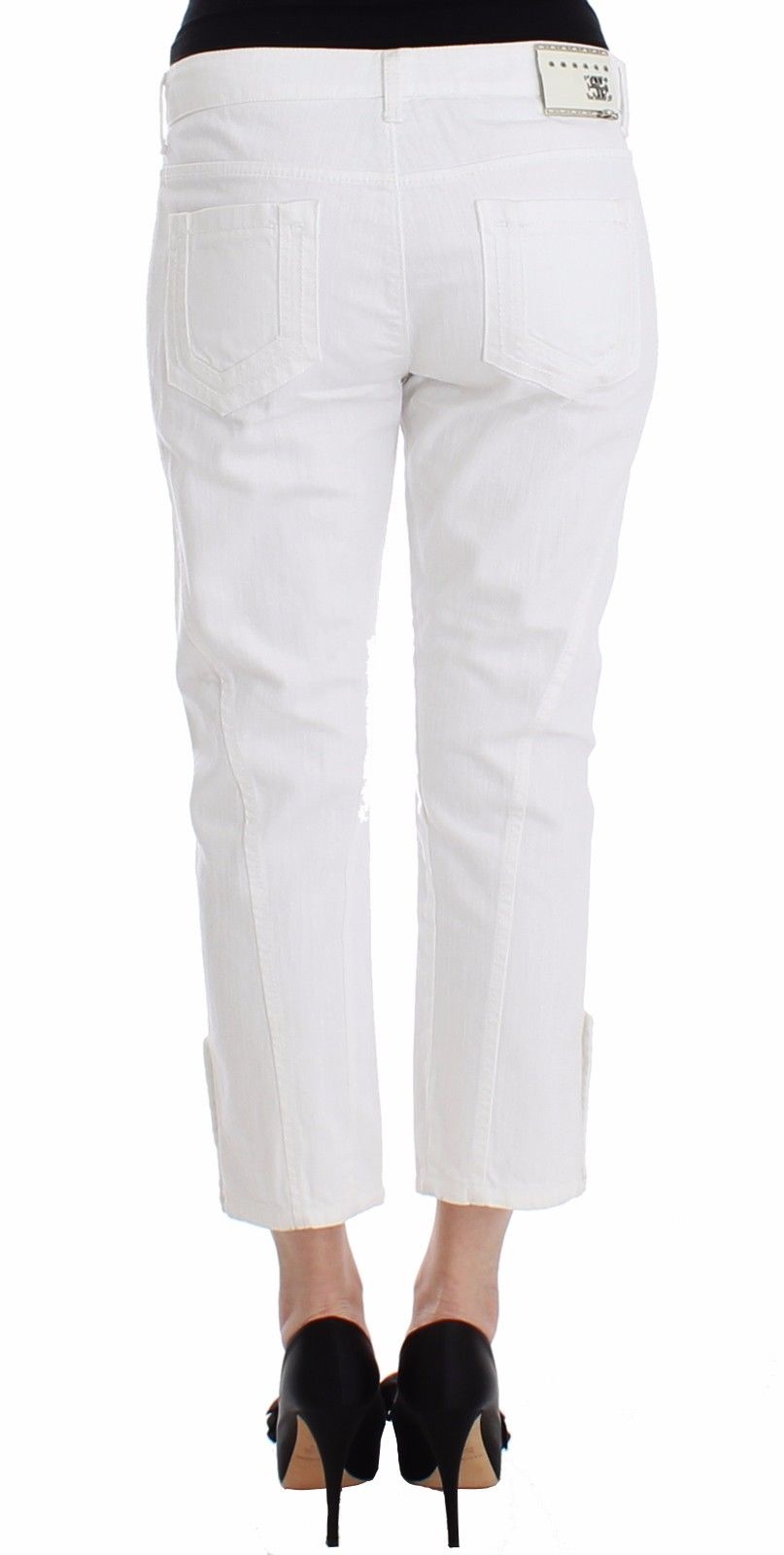 Weiße Cropped Jeans Denim Hosen Branded Capri