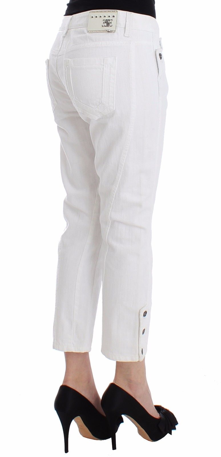 Weiße Cropped Jeans Denim Hosen Branded Capri