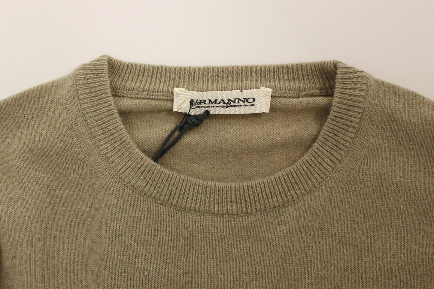 Beigefarbener Woll-Kaschmir-Pullover mit Rundhalsausschnitt