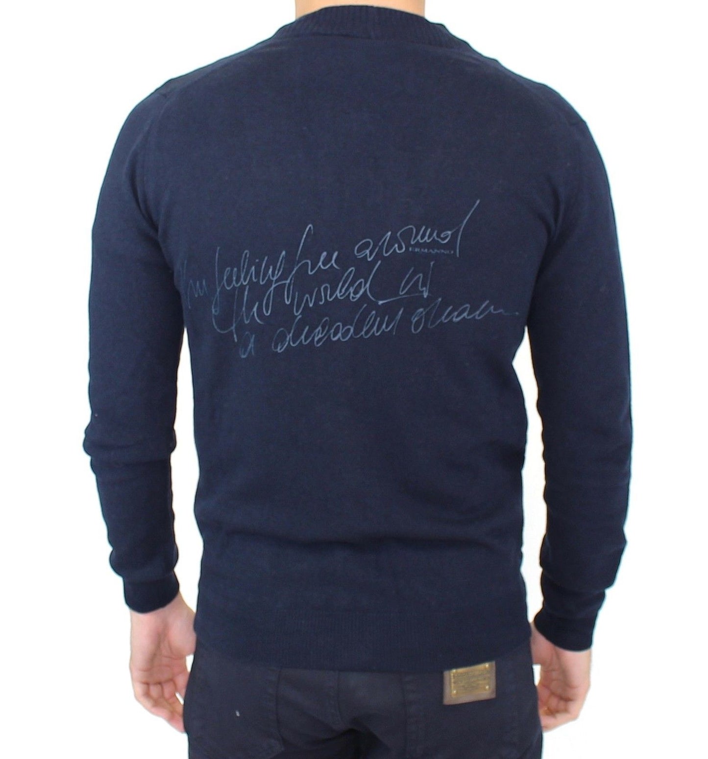 Blaue Woll-Kaschmir-Strickjacke Pullover