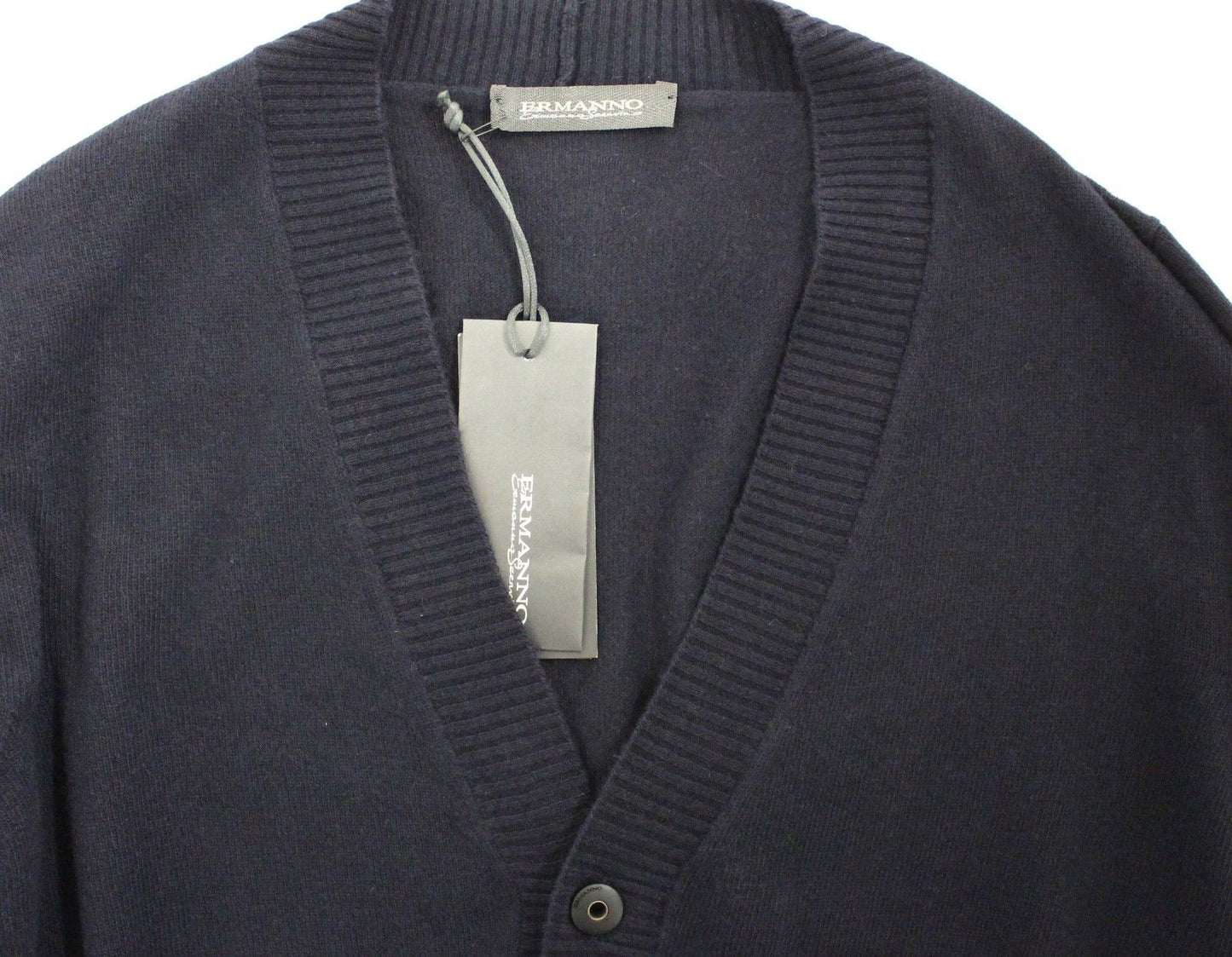 Blaue Woll-Kaschmir-Strickjacke Pullover