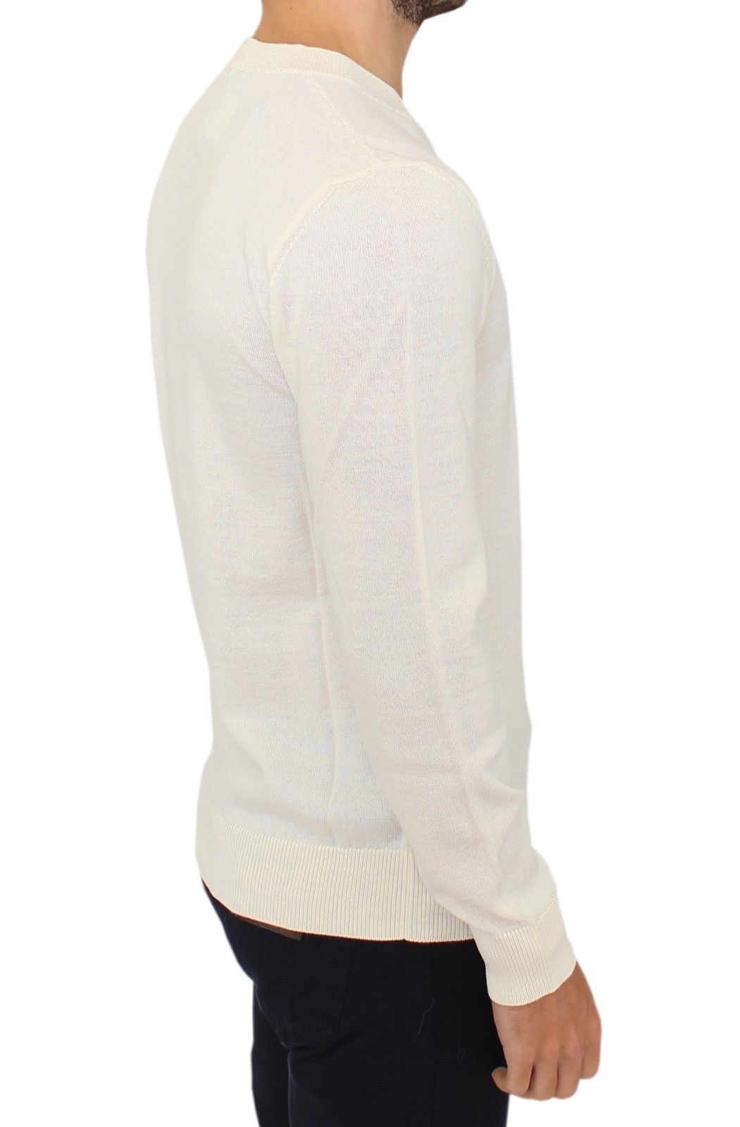 Off White Pullover mit V-Ausschnitt aus Wollmischung