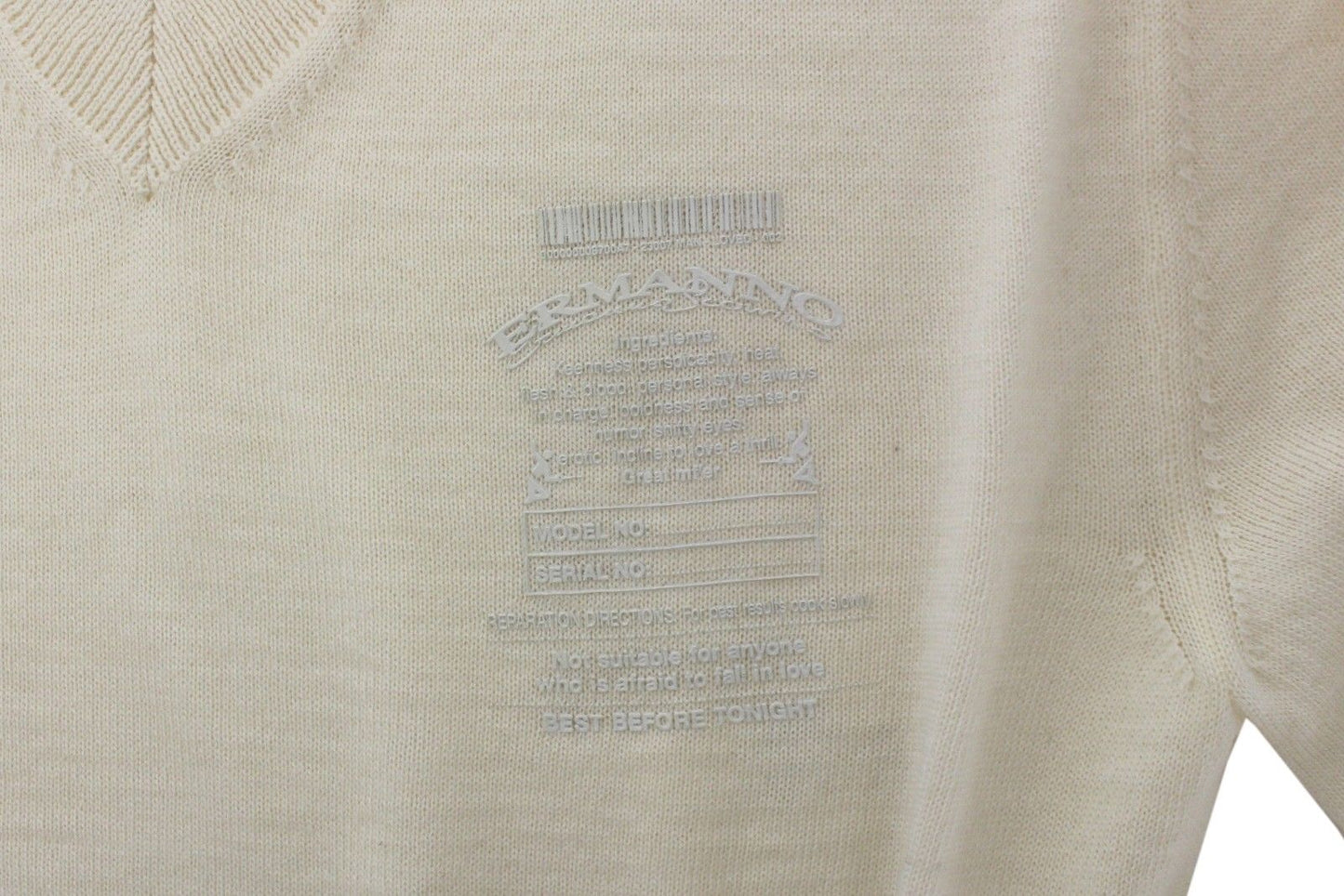 Off White Pullover mit V-Ausschnitt aus Wollmischung