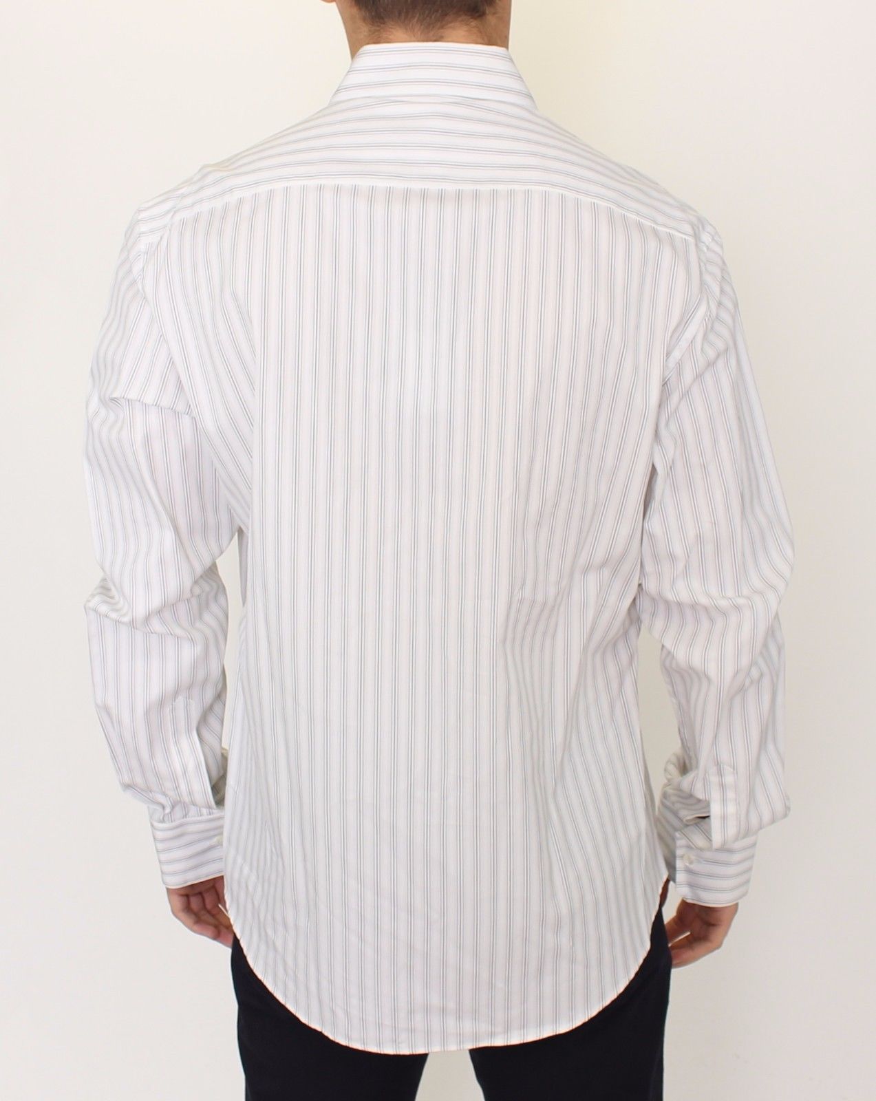 Weiß-schwarz gestreiftes Regular Fit Freizeithemd