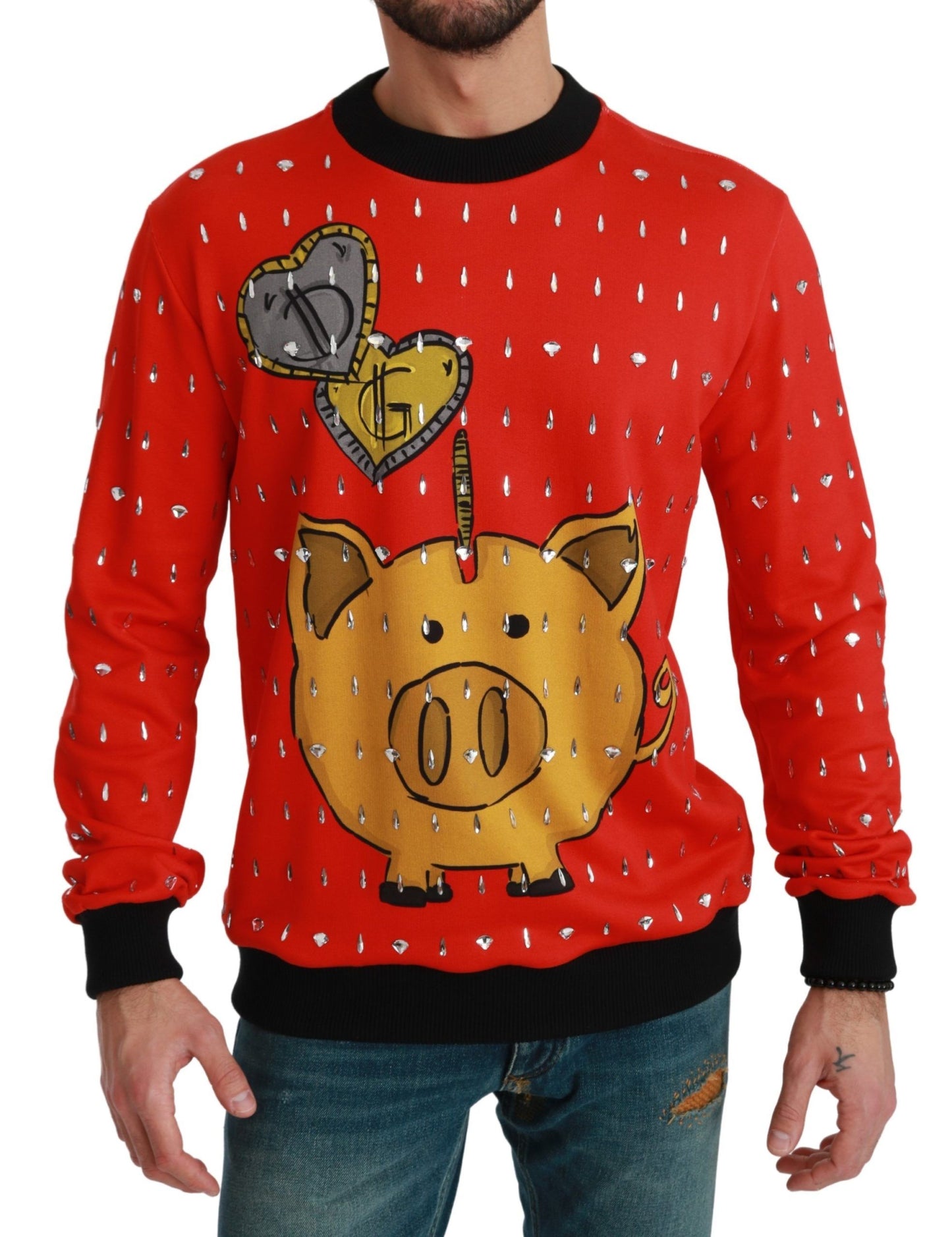 Roter Kristall-Schwein des Jahres Pullover