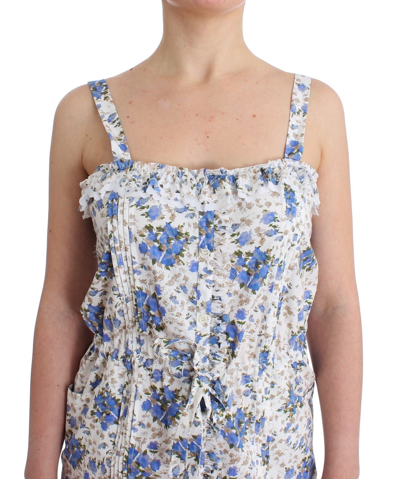 Beachwear Blau Floral Beach Minikleid Kurz
