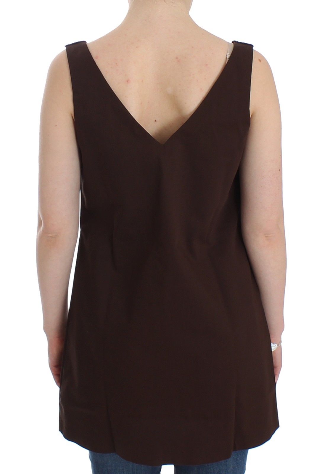 Beachwear Braunes Stretch-Tunikakleid aus Baumwolle