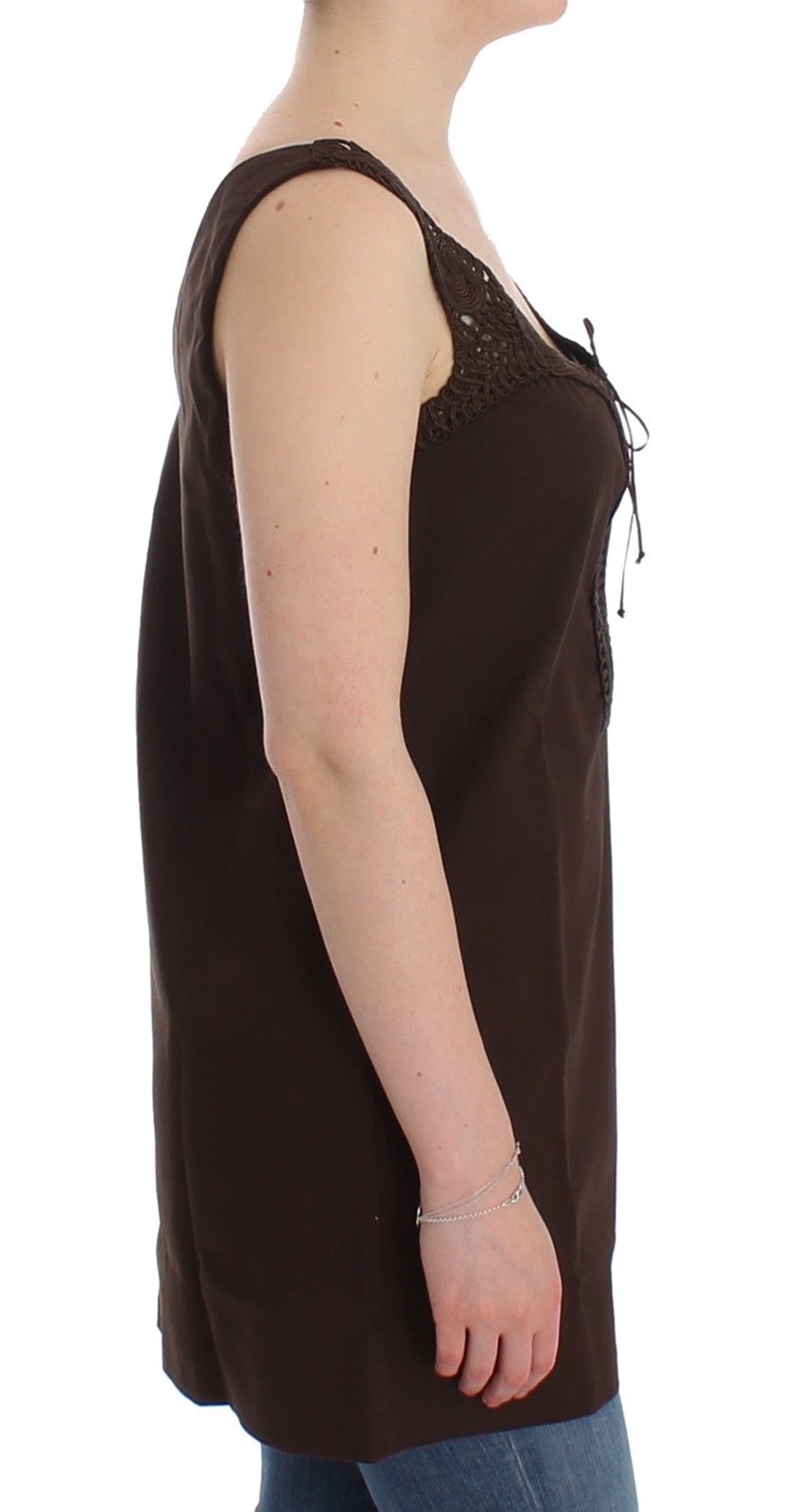 Beachwear Braunes Stretch-Tunikakleid aus Baumwolle