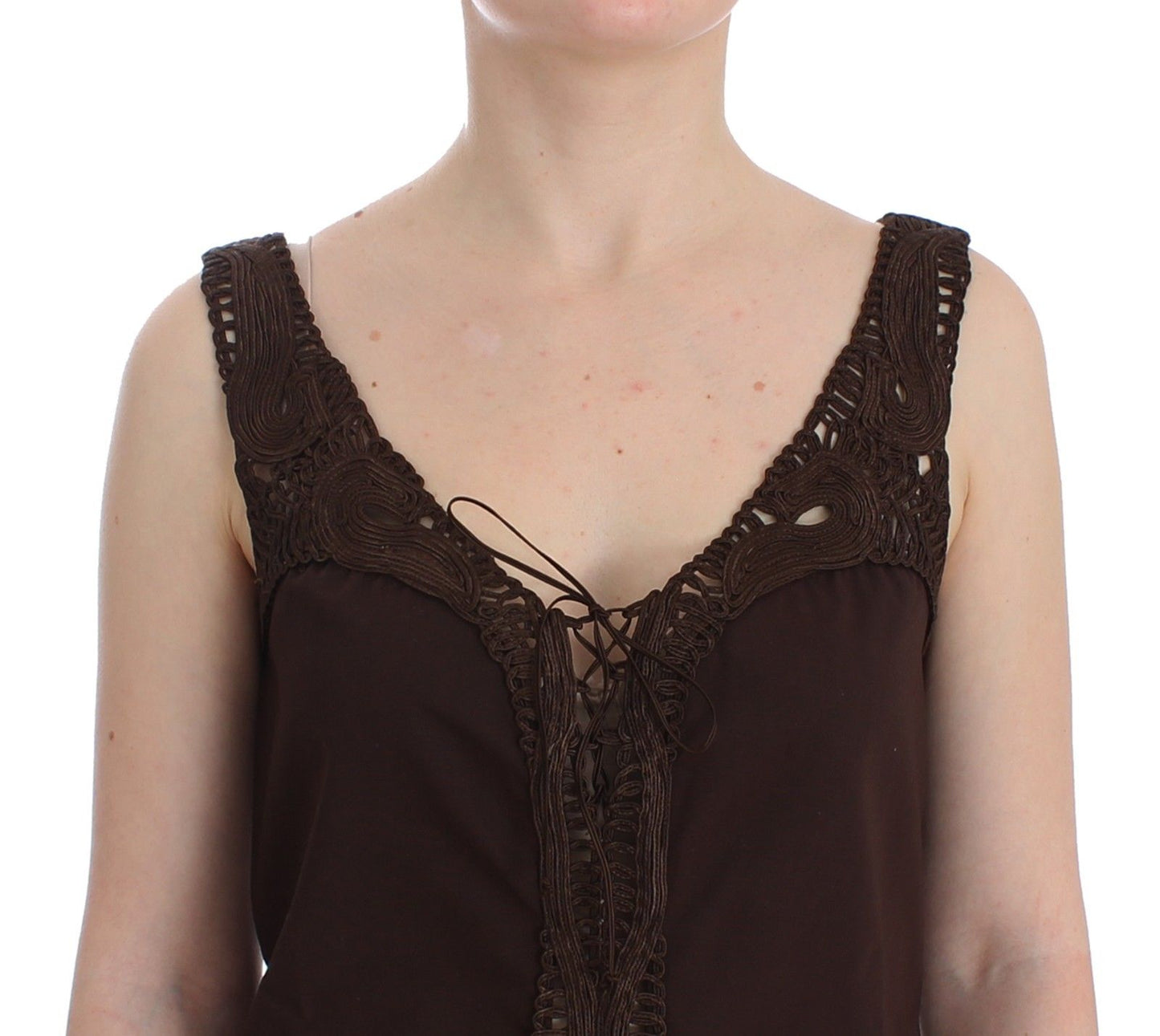 Beachwear Braunes Stretch-Tunikakleid aus Baumwolle