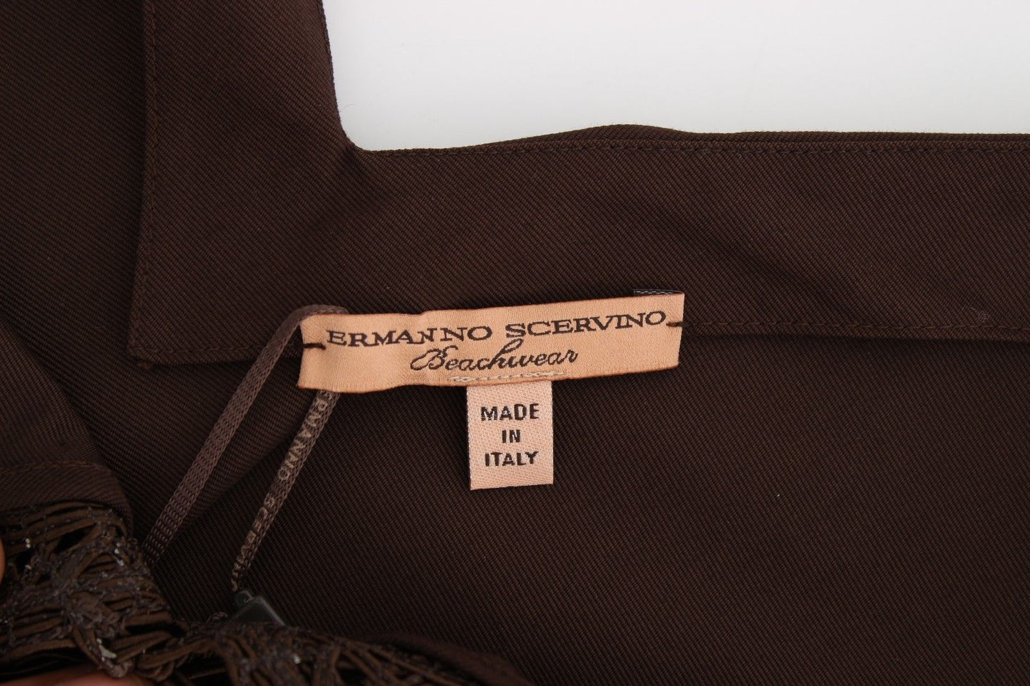 Beachwear Braunes Stretch-Tunikakleid aus Baumwolle