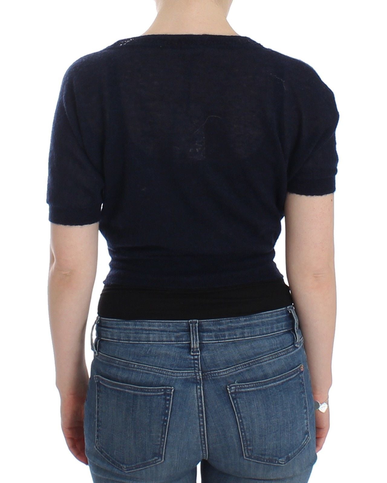 Dessous Strickpullover aus blauer Wolle Strickjacke