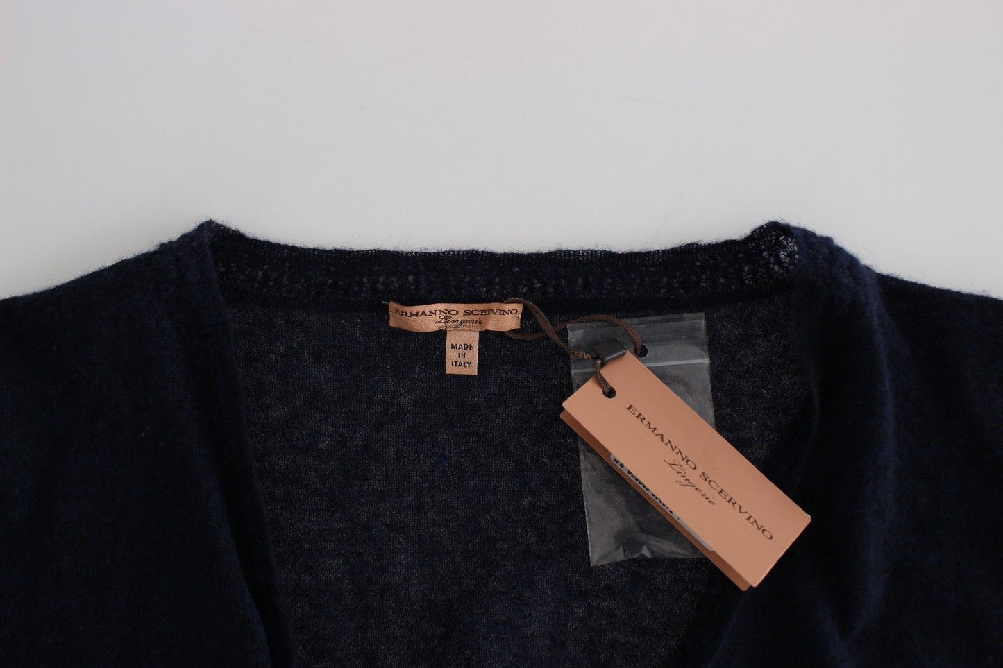 Dessous Strickpullover aus blauer Wolle Strickjacke