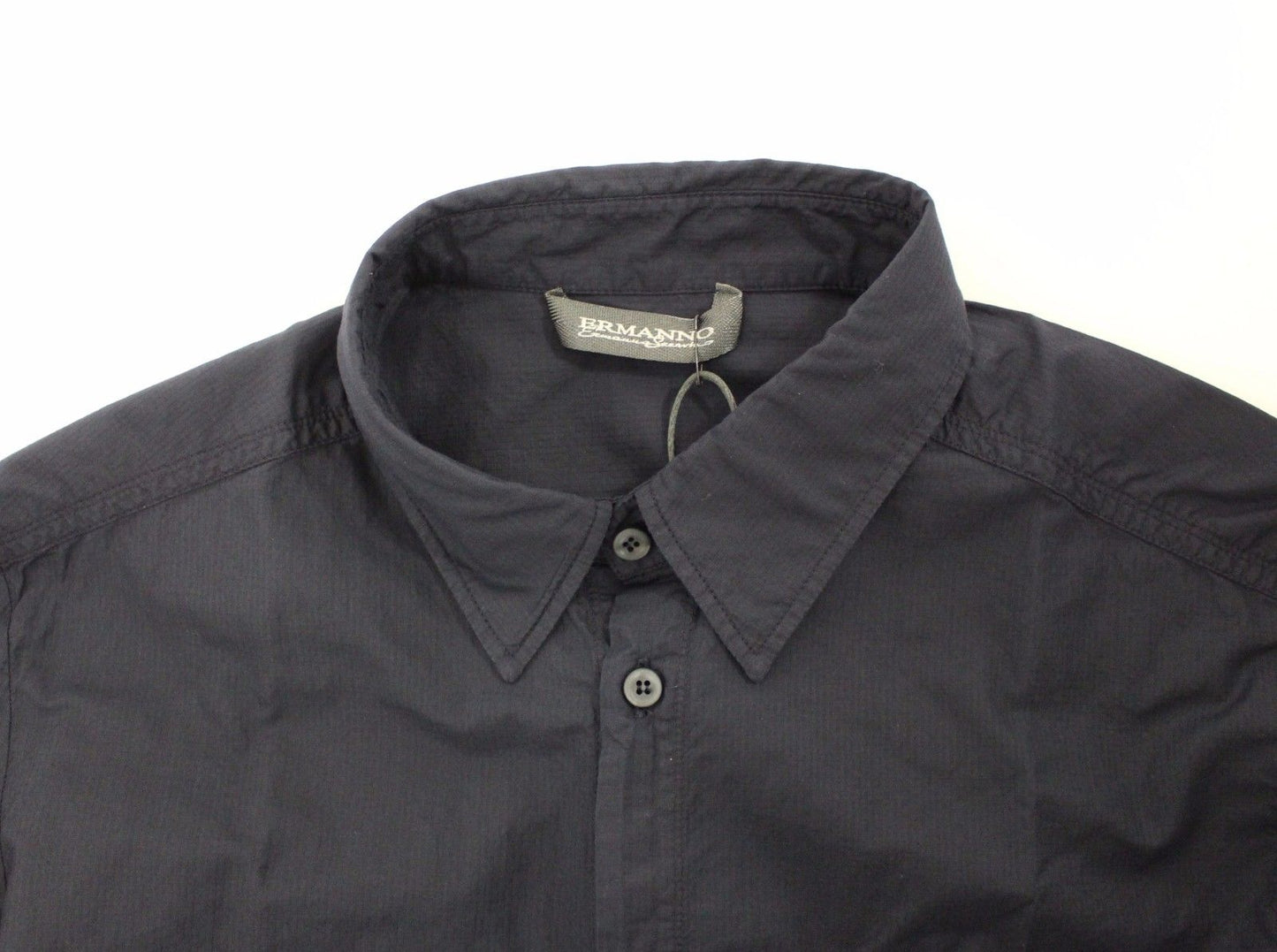 Blaues Baumwoll-Langarmhemd Top