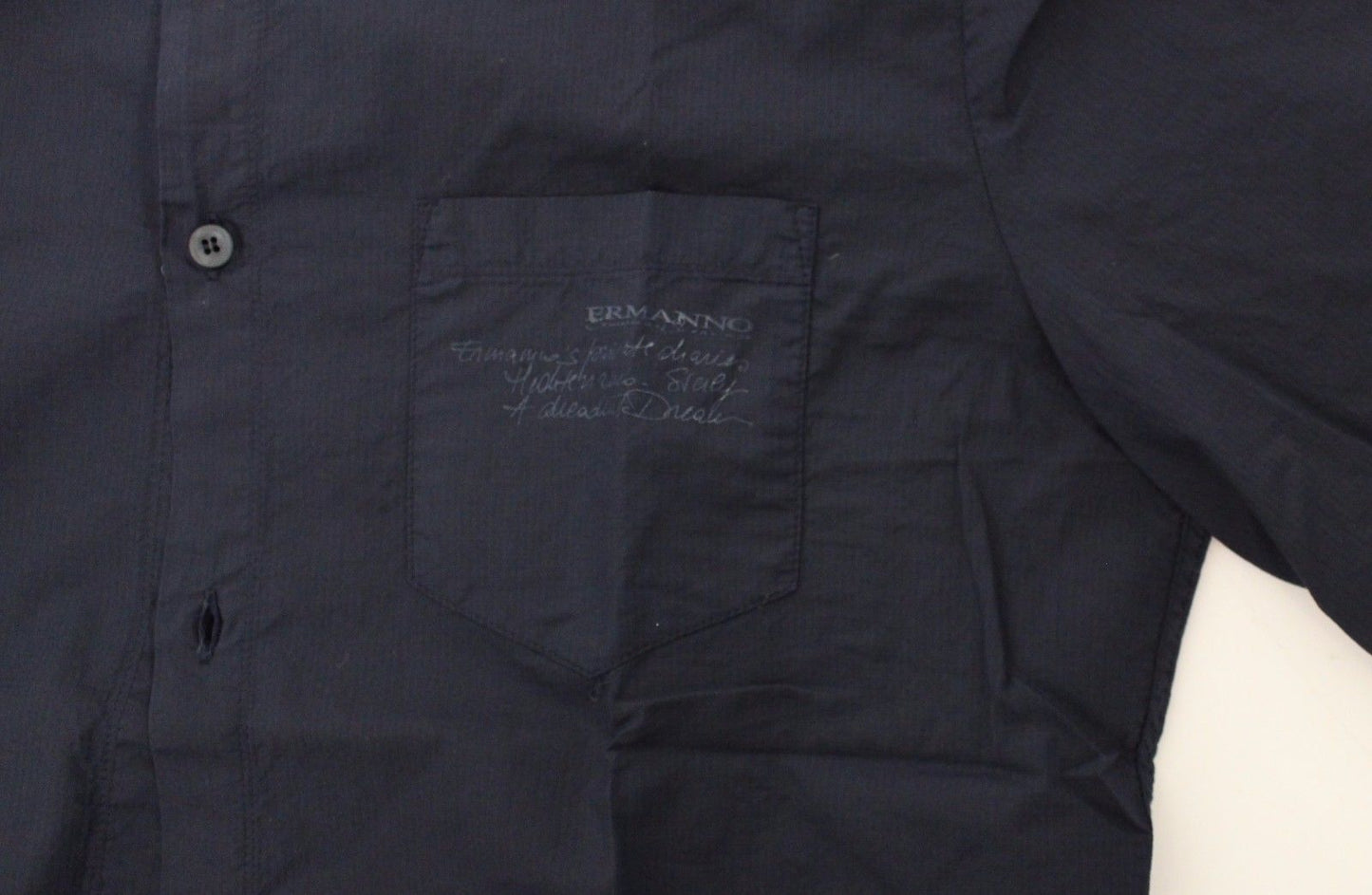 Blaues Baumwoll-Langarmhemd Top