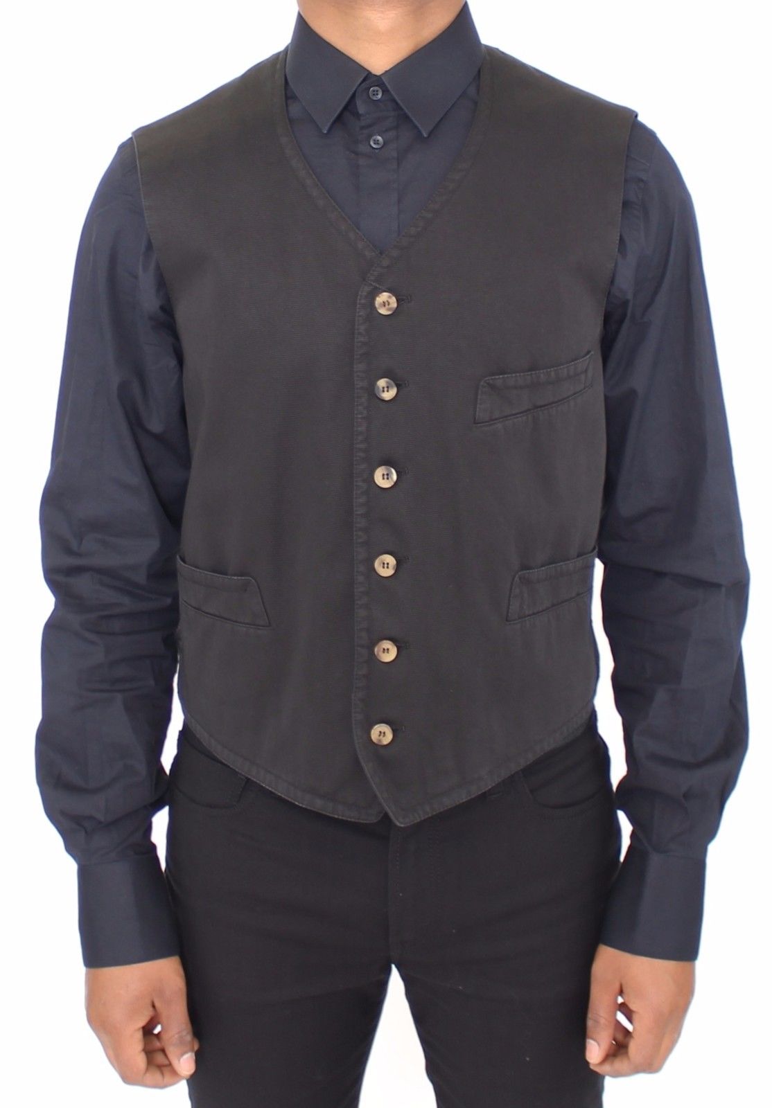 Schwarzes Baumwoll-Viskose-Kleid Weste Blazer