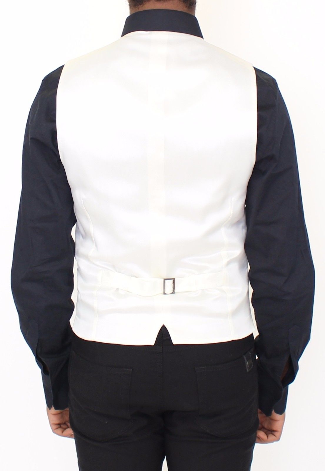 Weißes Baumwoll-Seidengemisch Kleid Weste Blazer