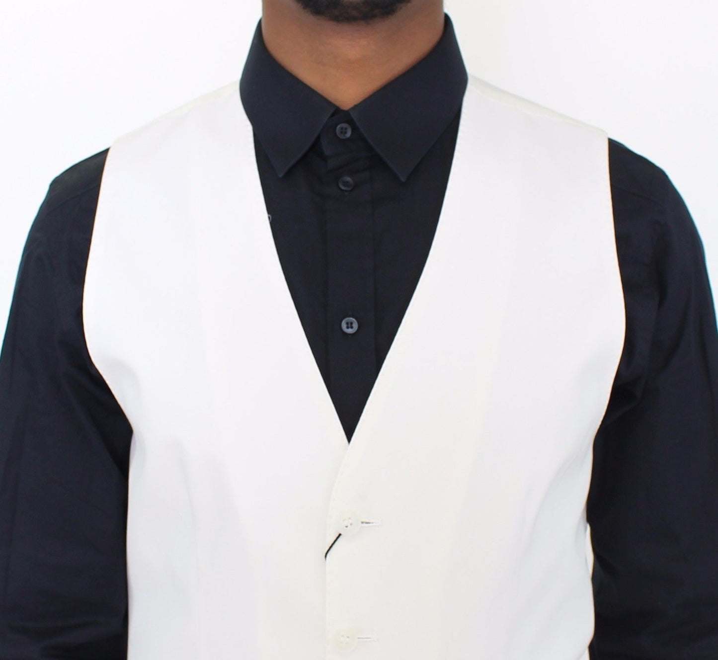 Weißes Baumwoll-Seidengemisch Kleid Weste Blazer