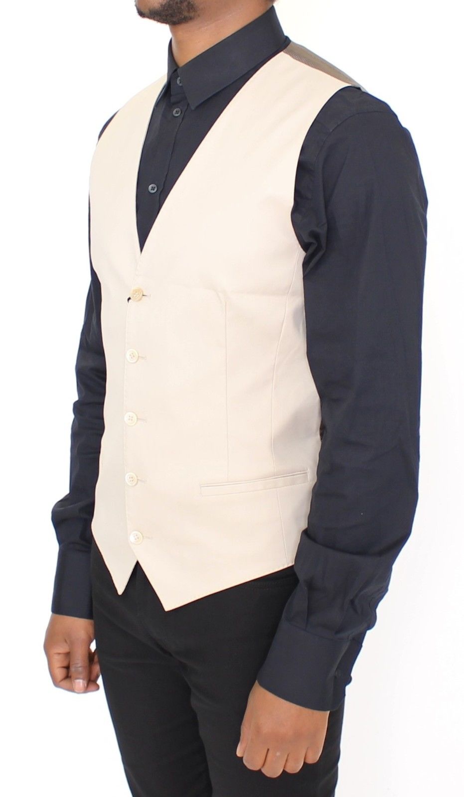 Beige Baumwolle Stretch Kleid Weste Blazer