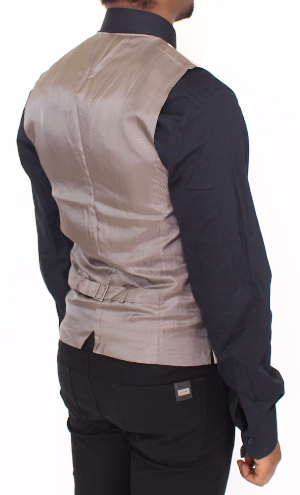 Beige Baumwolle Stretch Kleid Weste Blazer