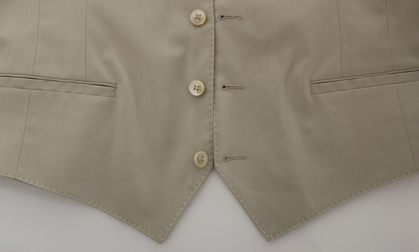 Beige Baumwolle Stretch Kleid Weste Blazer